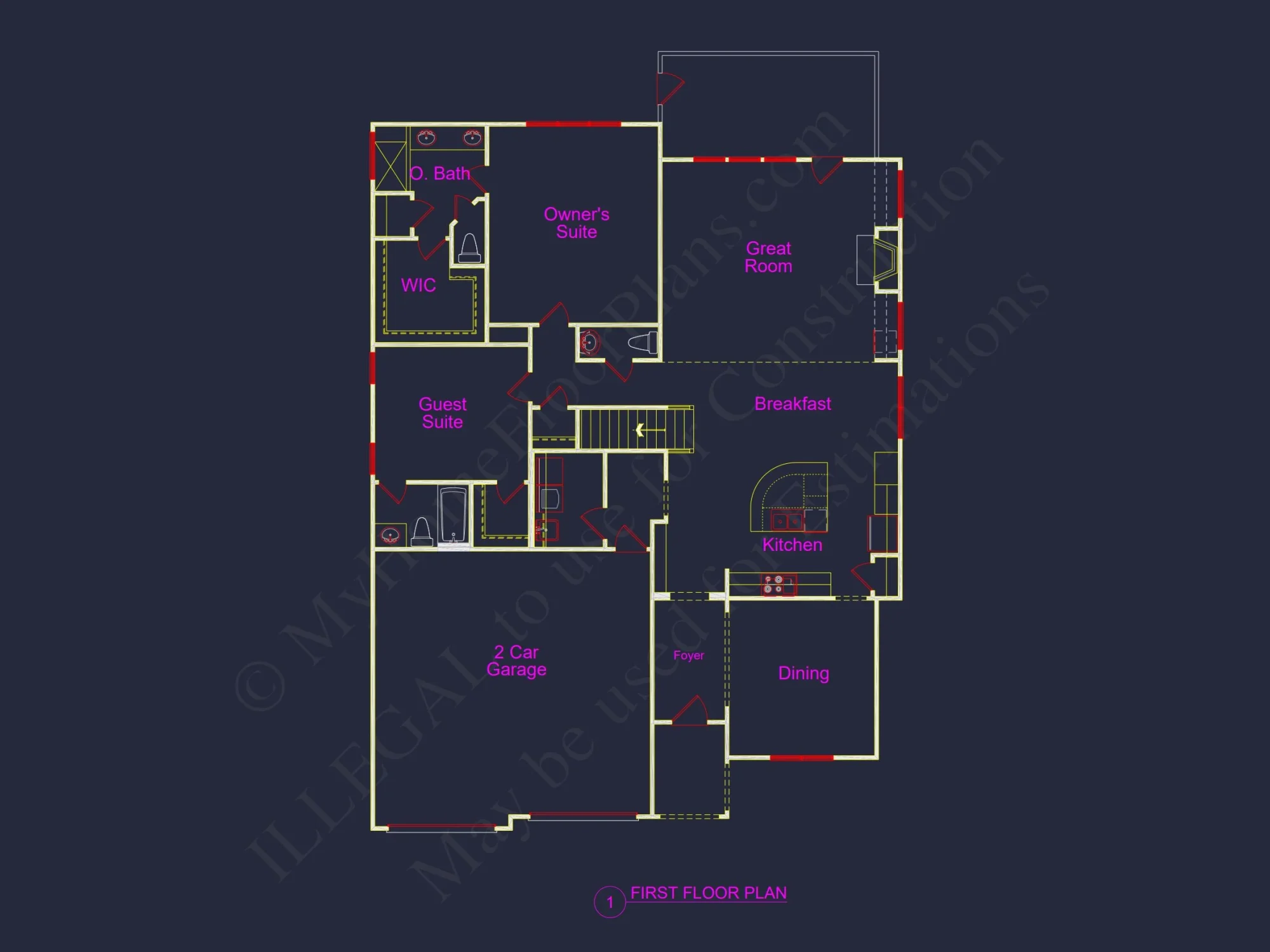Charming house Floor Plan With 2-Story Design and 2 Garages