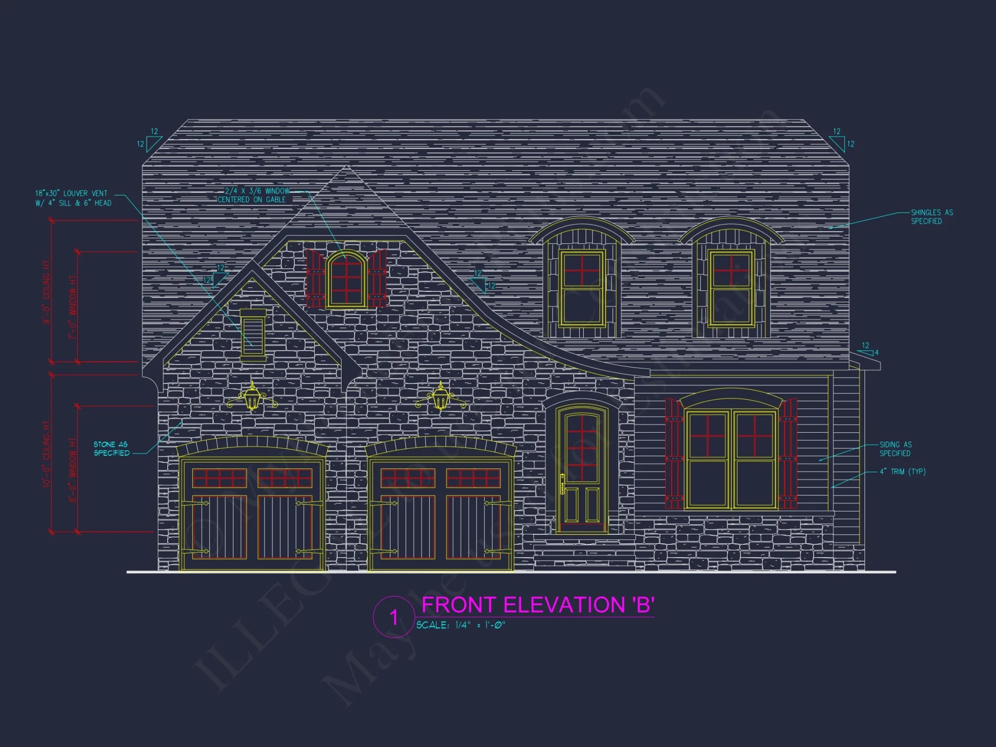 Charming house Floor Plan With 2-Story Design and 2 Garages