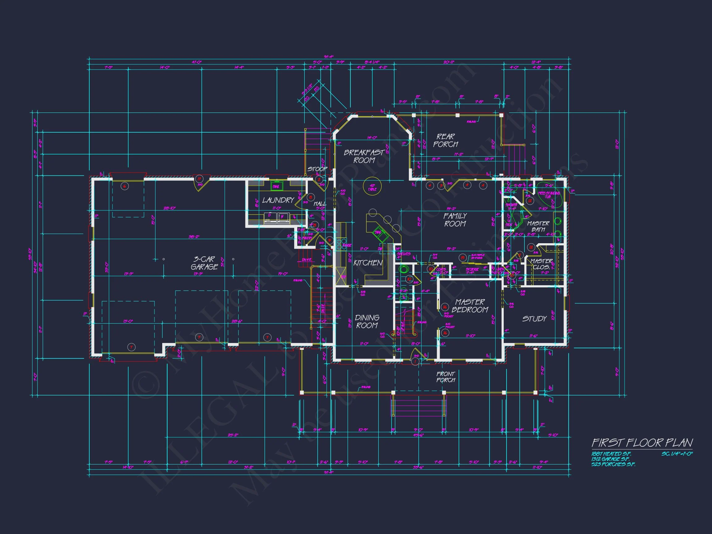 14-1005 HOUSE PLAN - Traditional House Floor Plan with CAD Designs & 3 Garage Bays 7 Traditional house Floor Plan with CAD Designs & 3 Garage Bays