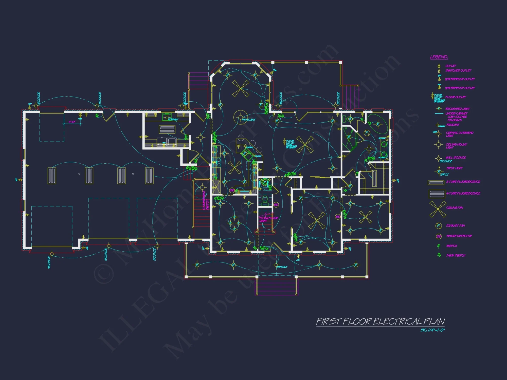 Traditional house Floor Plan with CAD Designs & 3 Garage Bays