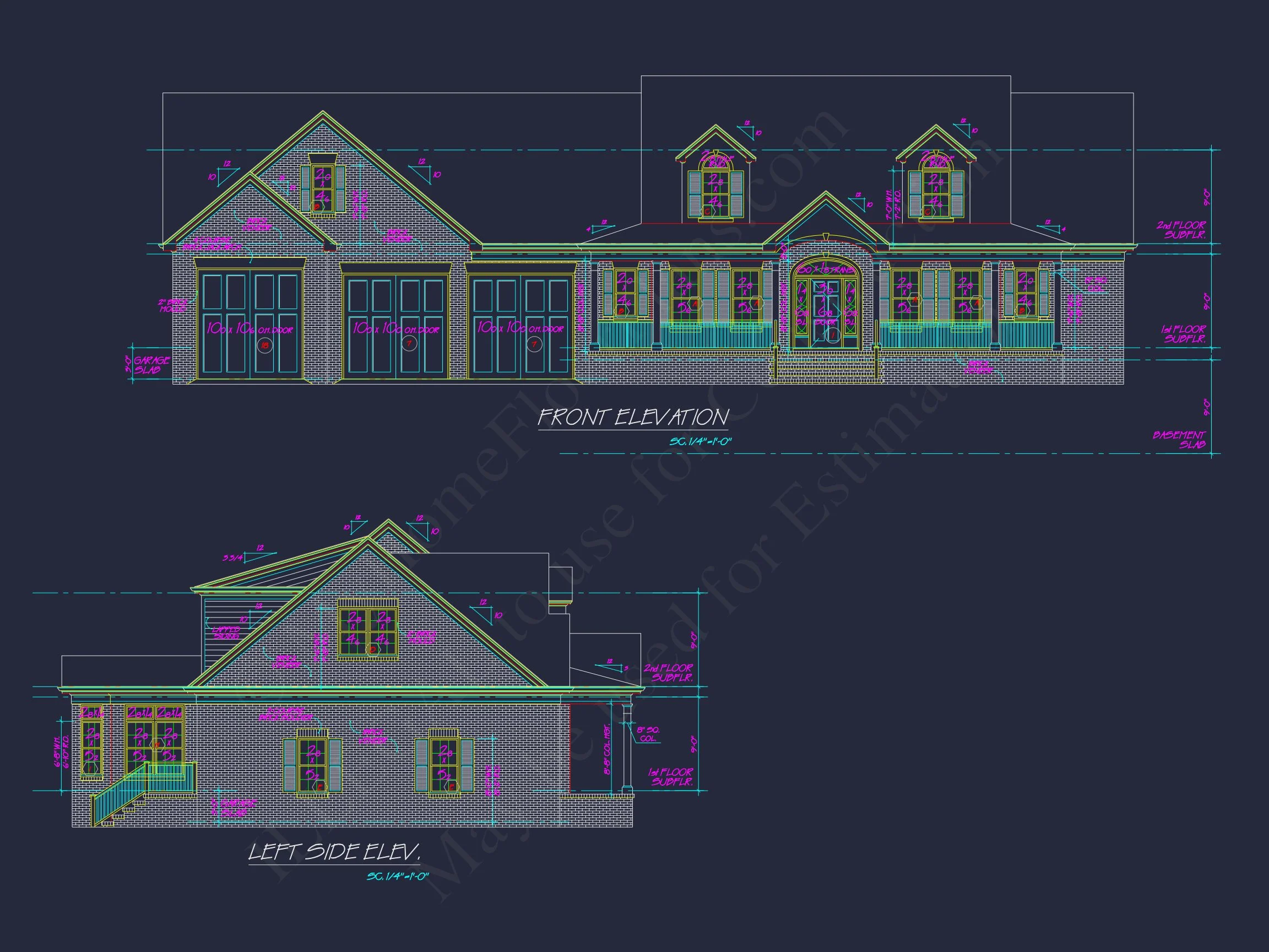14-1005 HOUSE PLAN - Traditional House Floor Plan with CAD Designs & 3 Garage Bays 3 Traditional house Floor Plan with CAD Designs & 3 Garage Bays
