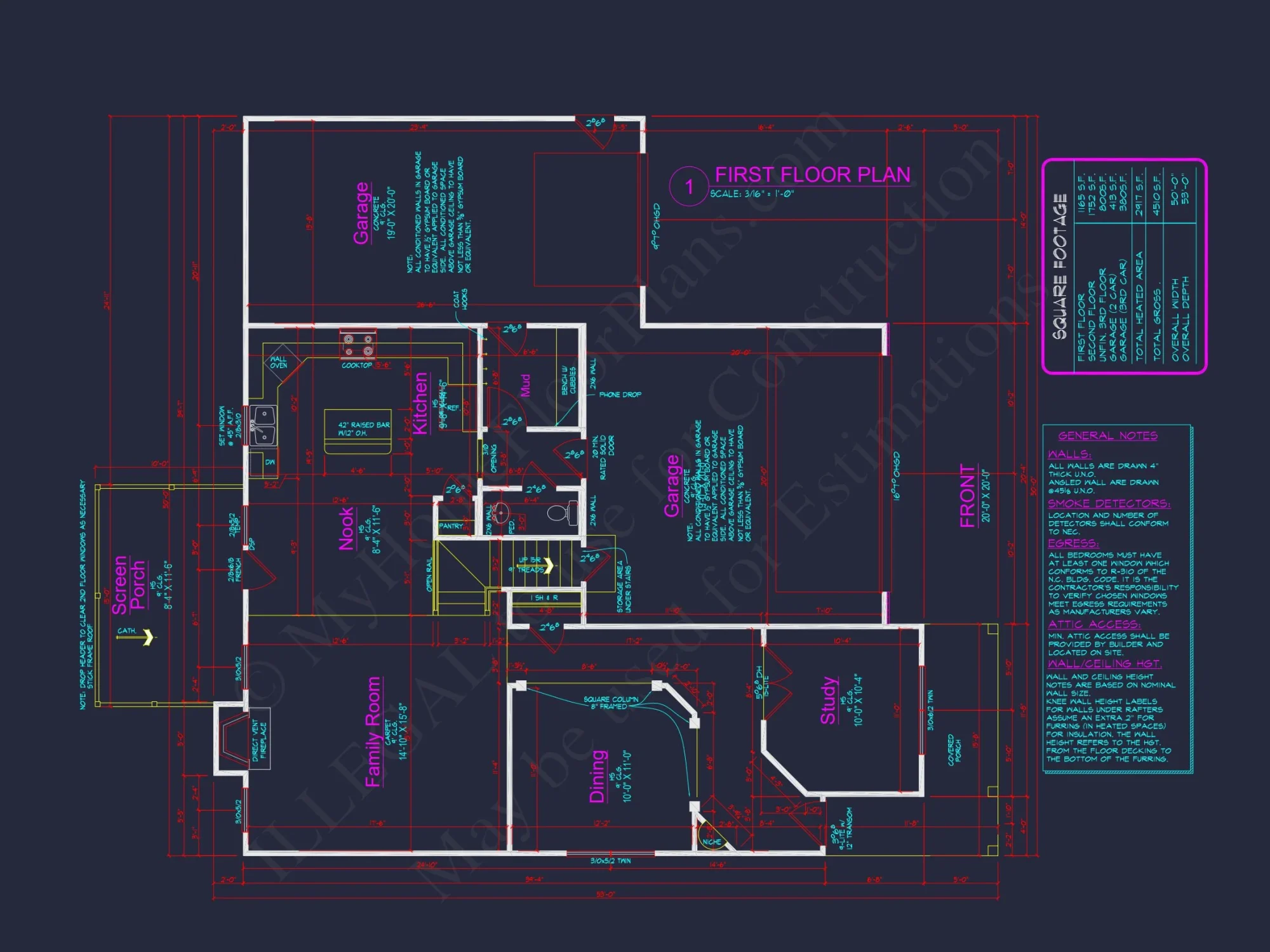 Stylish house Plan with 4 Bedrooms, 3 Baths, and CAD Blueprint