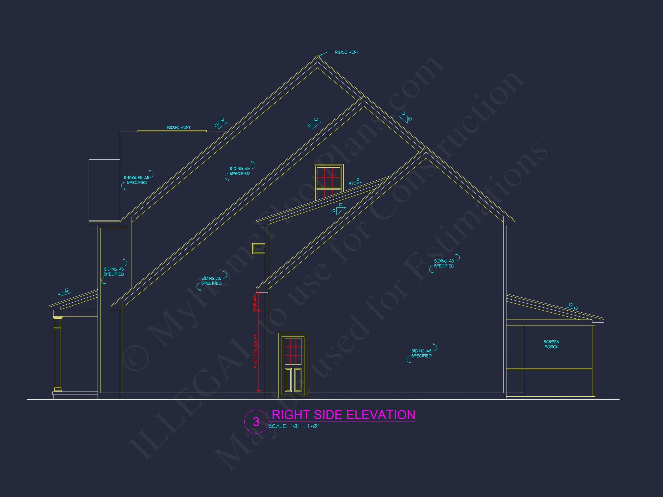 13-2097 HOUSE PLAN - Stylish House Plan with 4 Bedrooms, 3 Baths, and CAD Blueprint 6 Stylish house Plan with 4 Bedrooms, 3 Baths, and CAD Blueprint