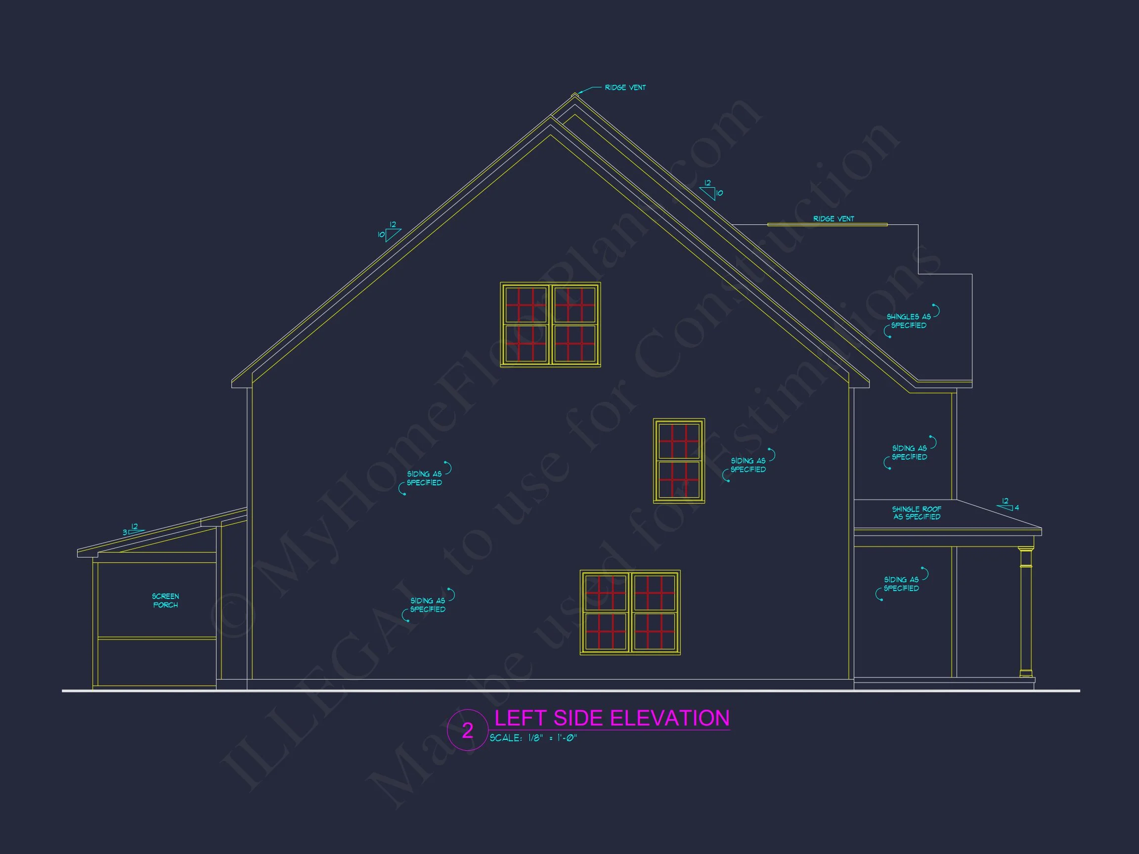 13-2097 HOUSE PLAN - Stylish House Plan with 4 Bedrooms, 3 Baths, and CAD Blueprint 4 Stylish house Plan with 4 Bedrooms, 3 Baths, and CAD Blueprint