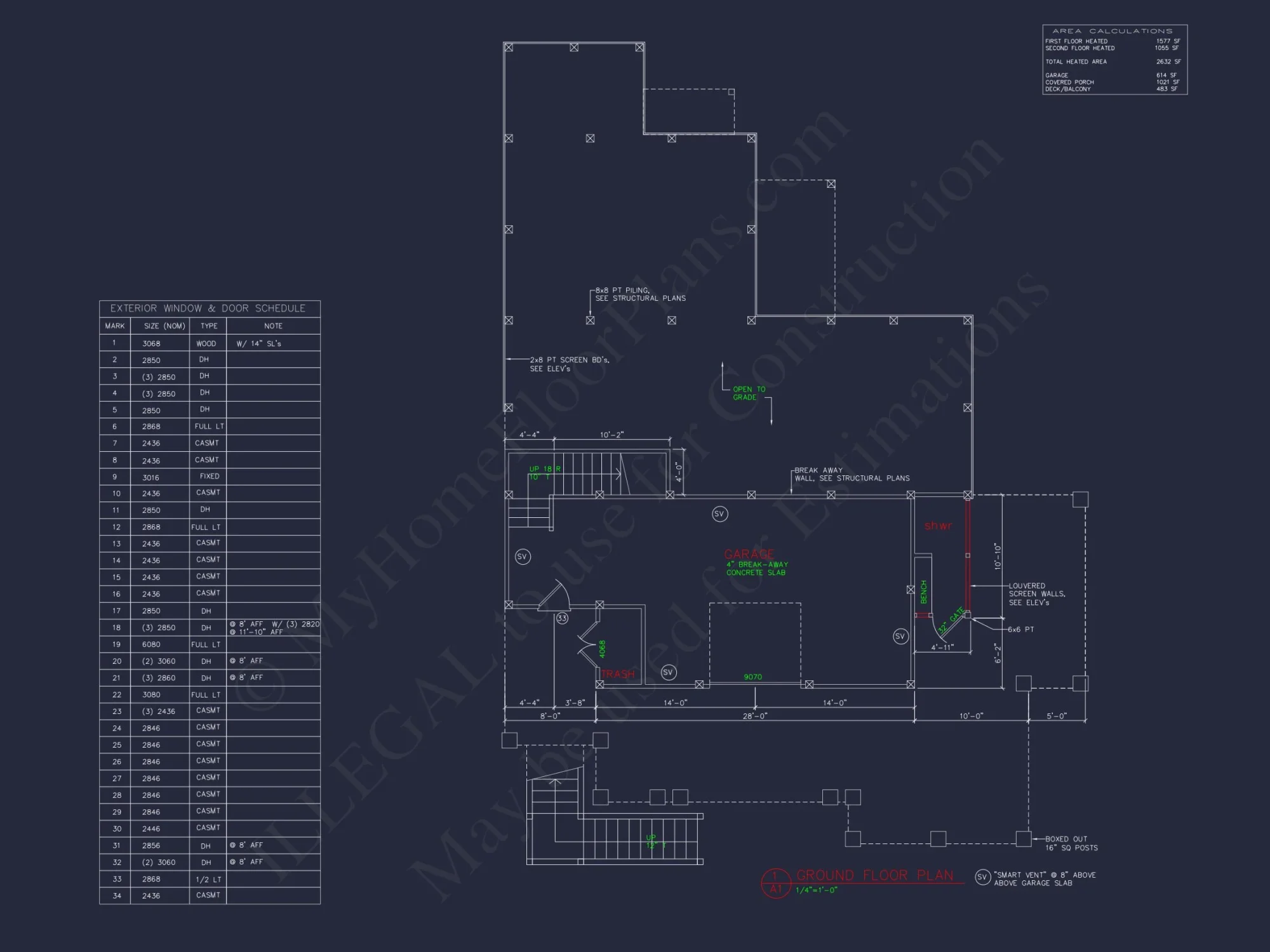 Elegant Beach house Plan with CAD Blueprint & Unique Designs