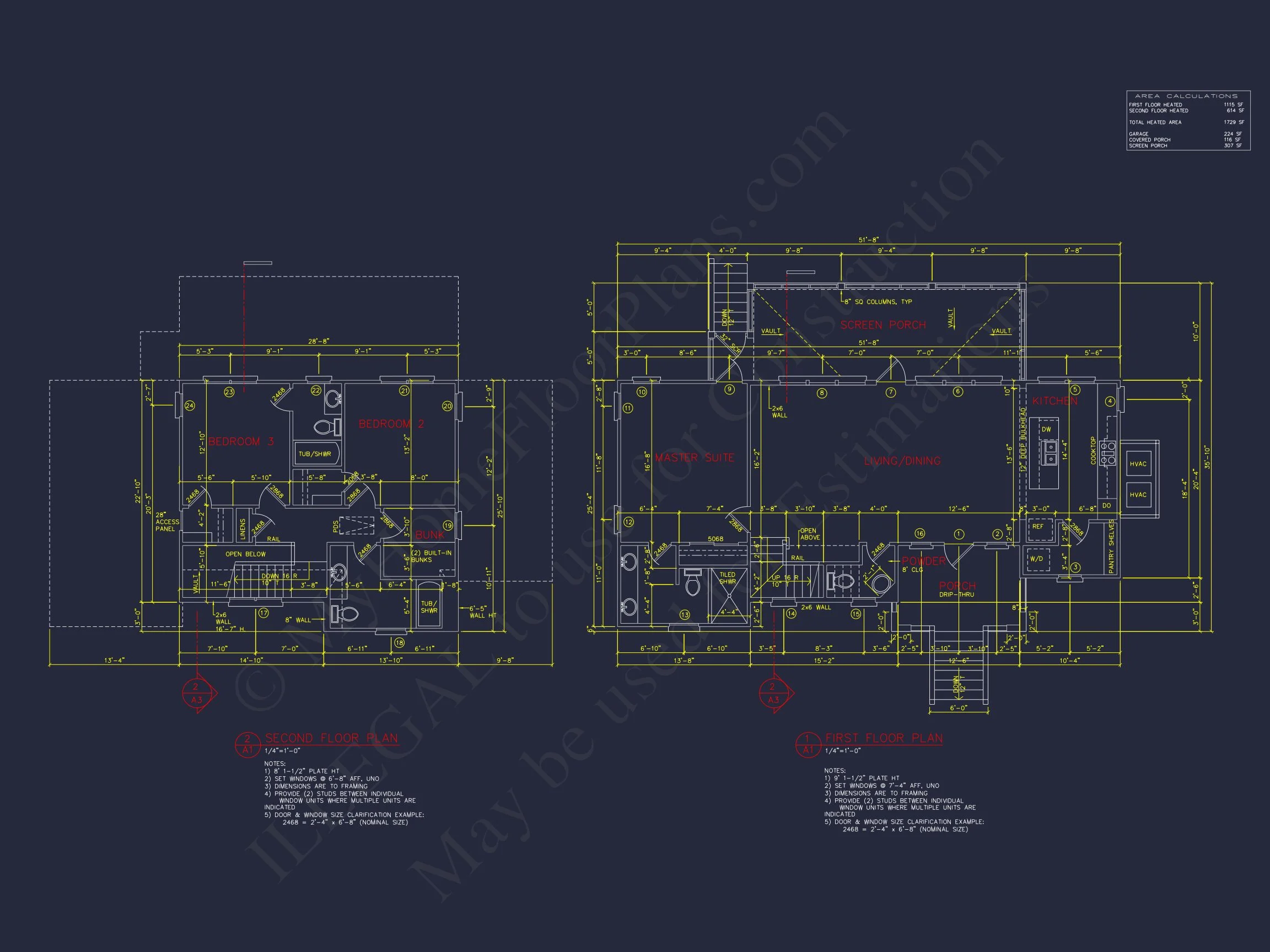 Modern Beach Bungalow house Plan: Blueprint & CAD Designs