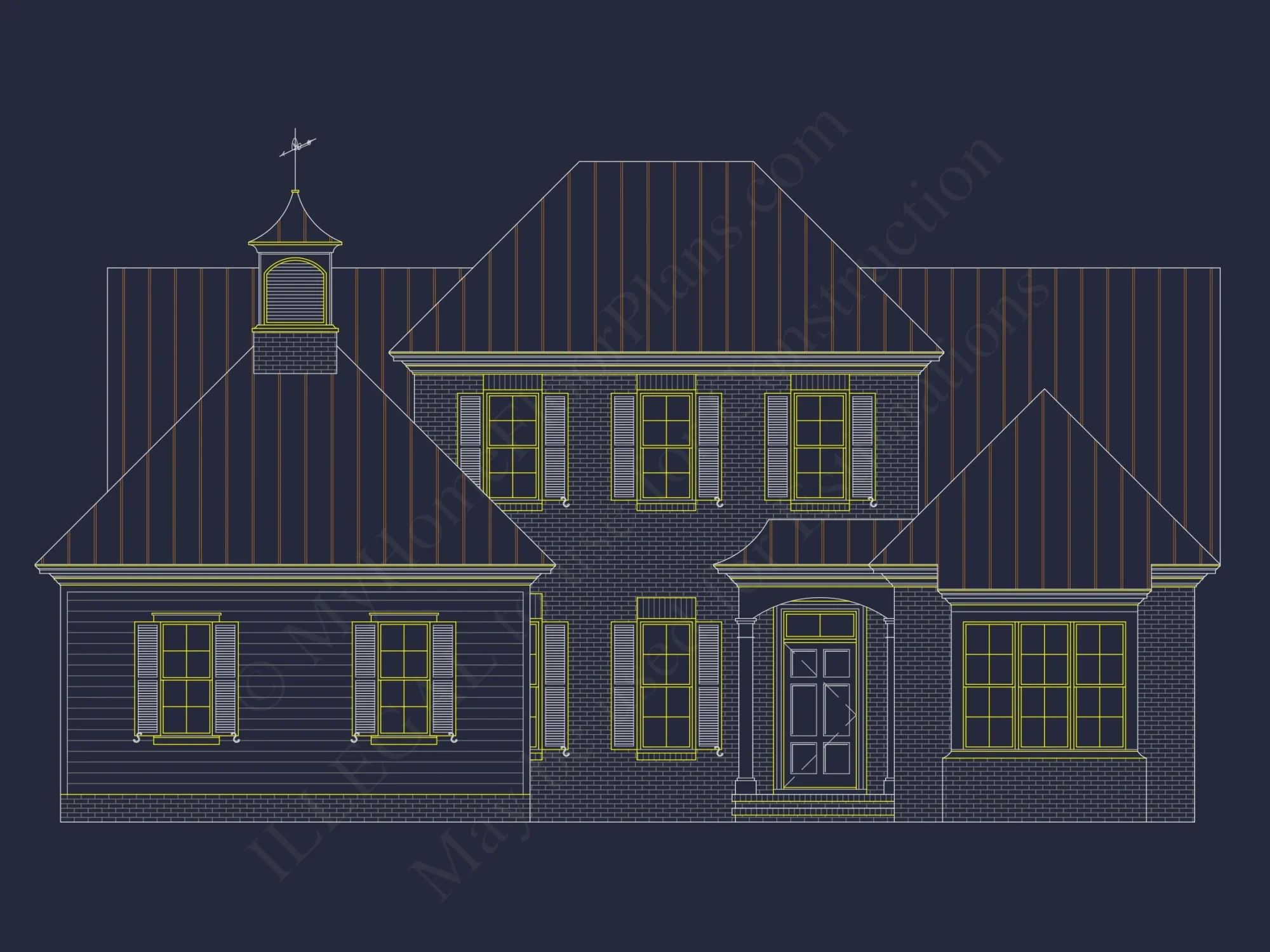 Colonial Farmhouse house Plan with CAD Designs & Floor Plans