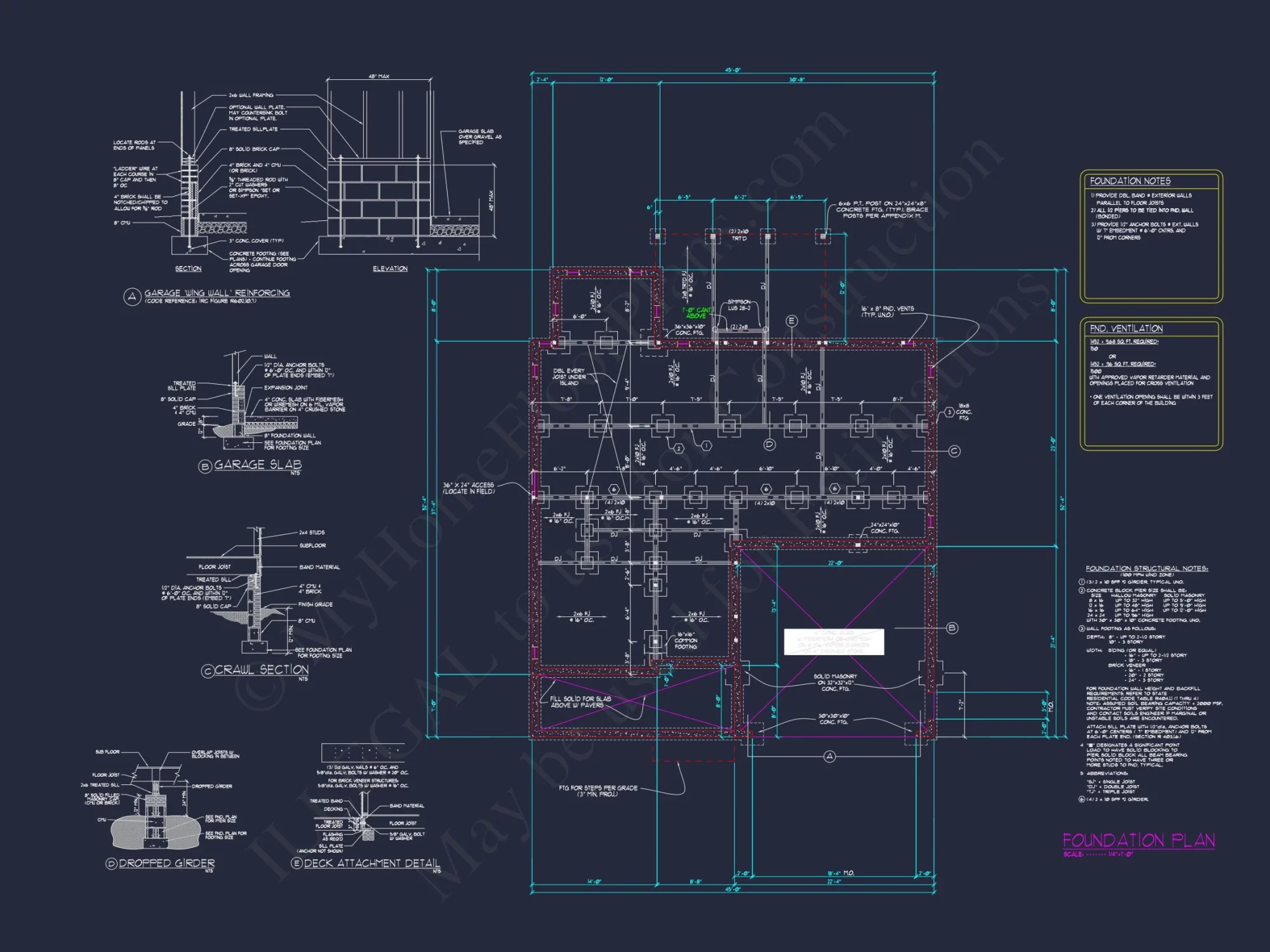 2.5-Story Floor Plan (45ft)