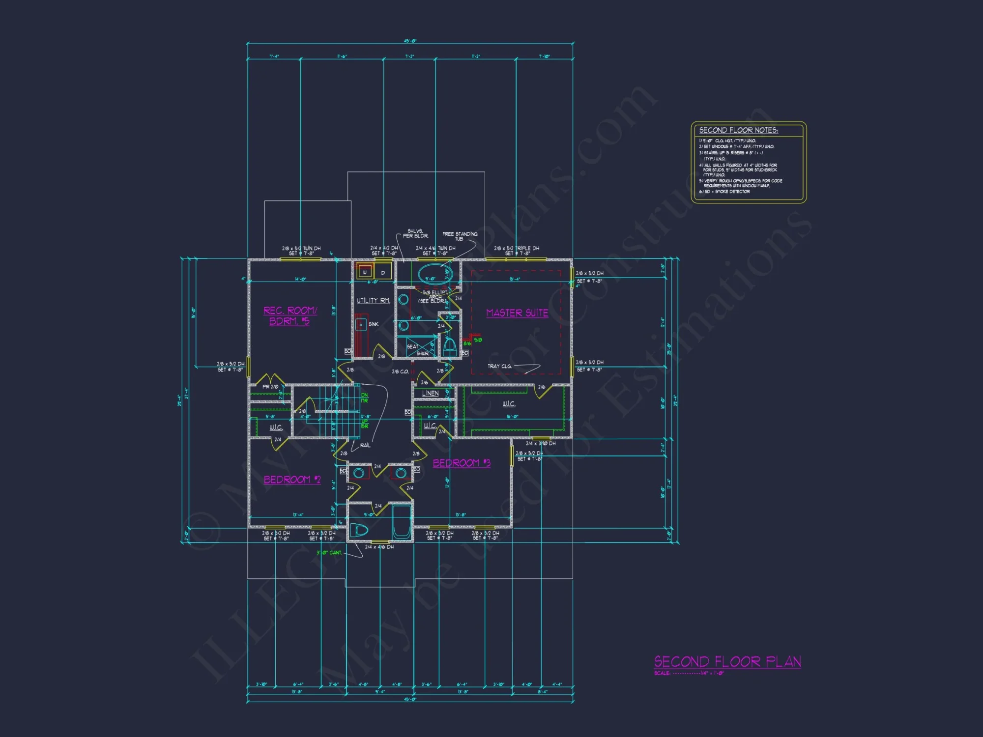 2.5-Story Floor Plan (45ft)