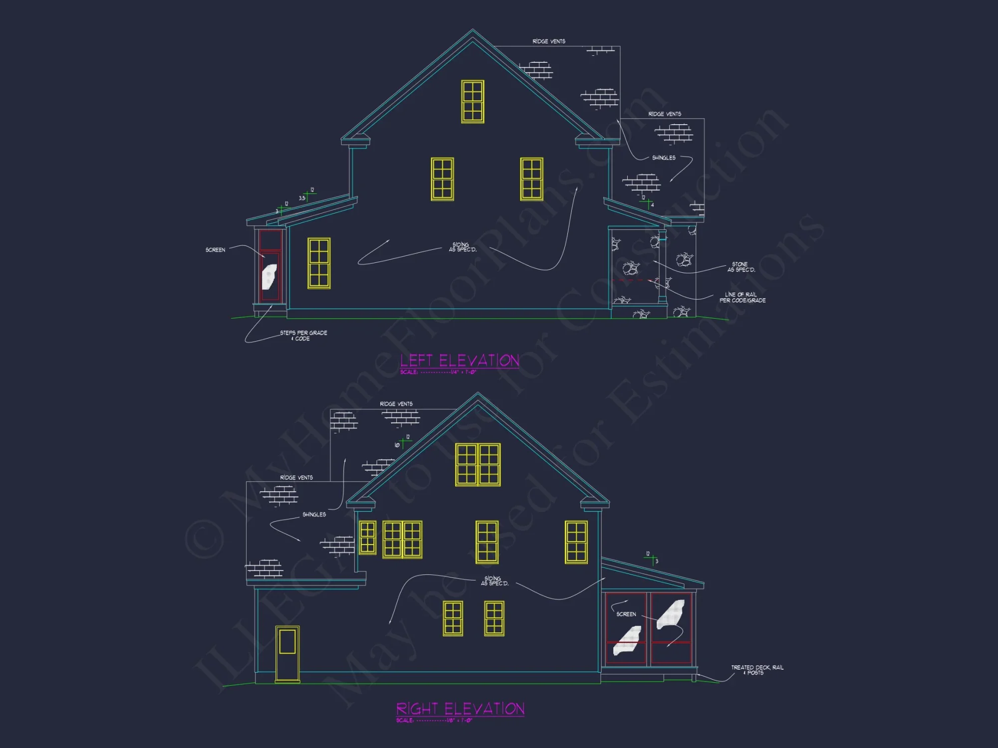 Craftsman house Plan: 2-Story CAD Blueprint with 4 Bedrooms