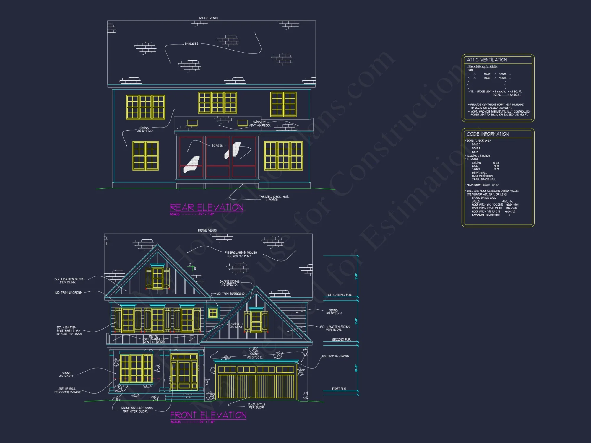 Craftsman house Plan: 2-Story CAD Blueprint with 4 Bedrooms