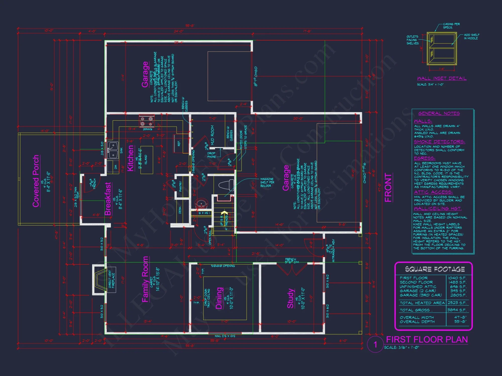 Spacious house Plan with CAD Designs and Blueprint Details