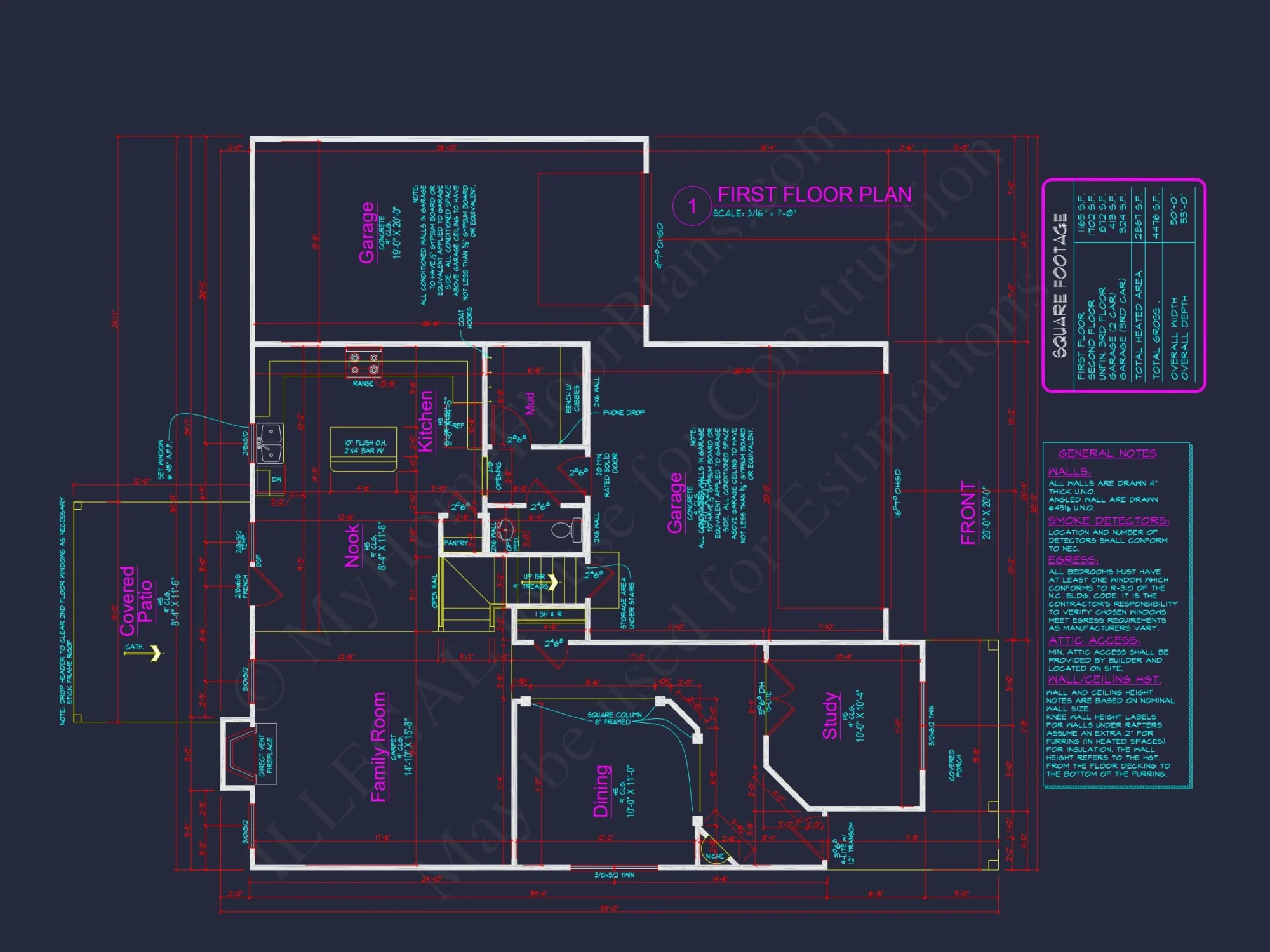 Expansive Colonial Farmhouse house Plan with 3 Floors
