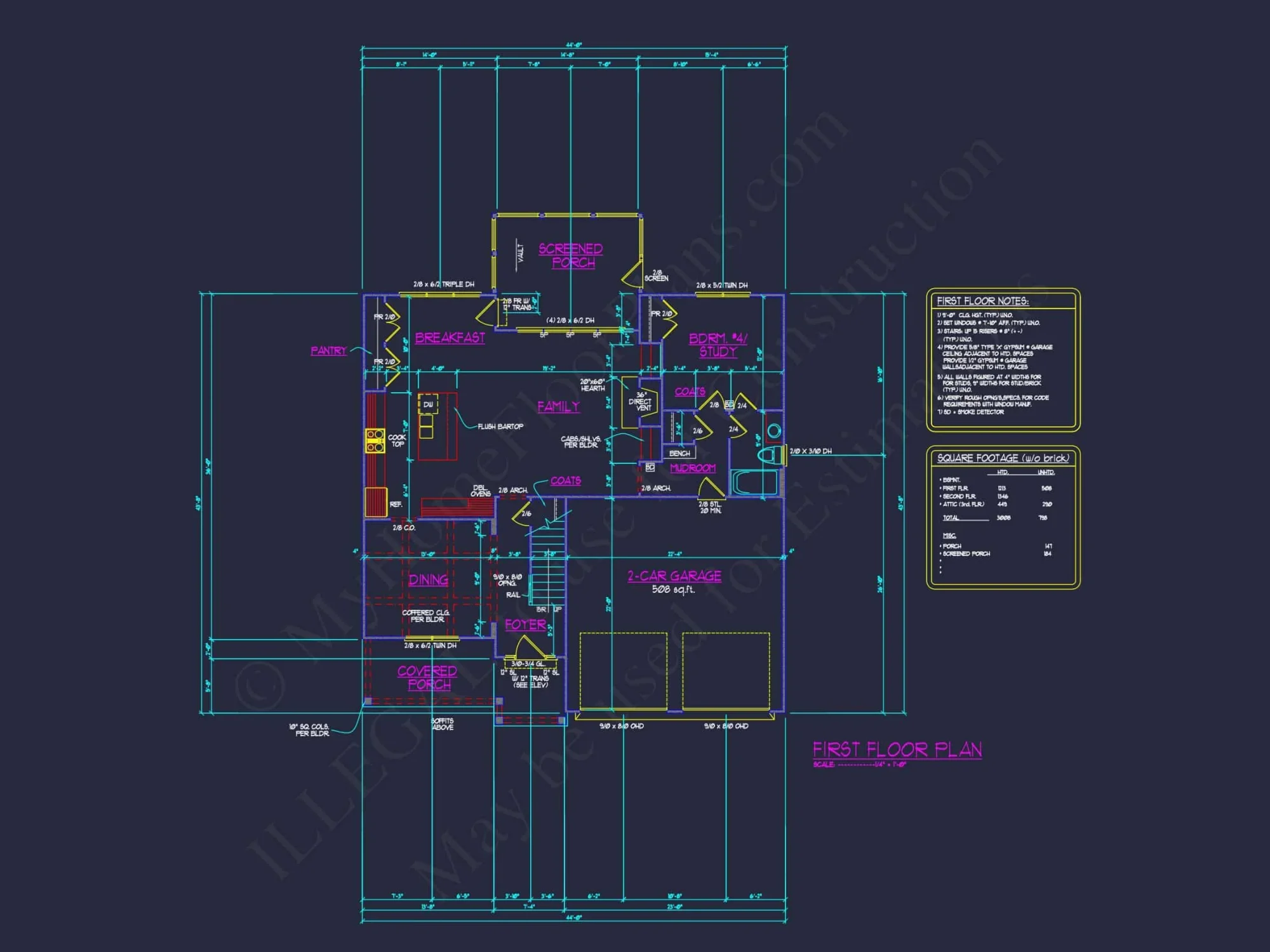 CAD house Plan With 5 Bedrooms