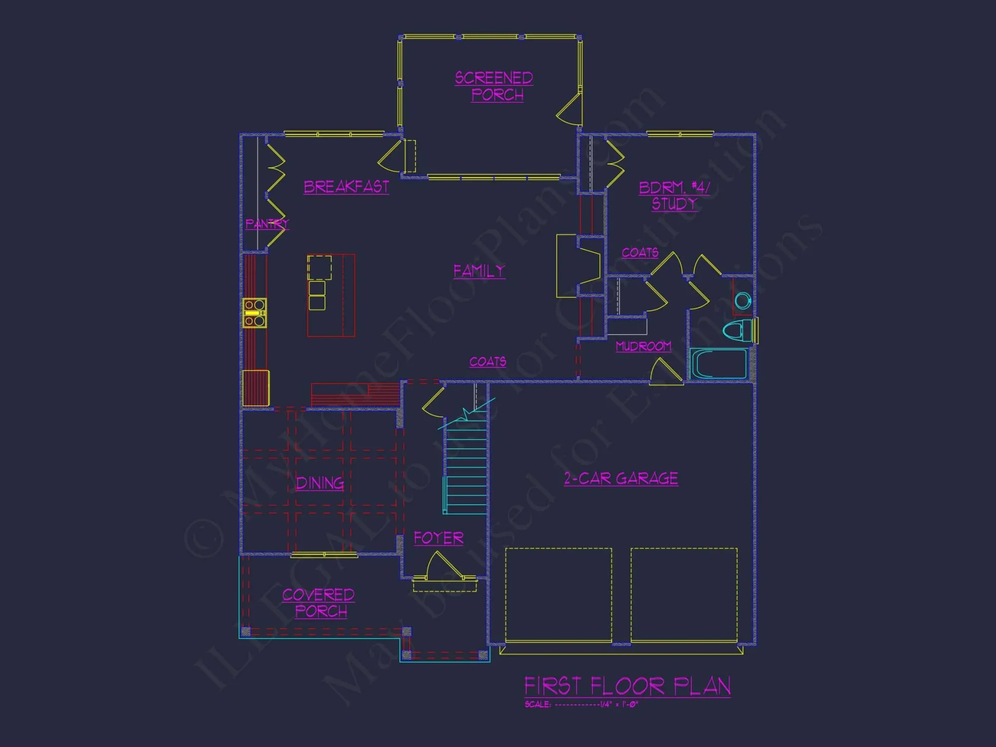 CAD house Plan With 5 Bedrooms