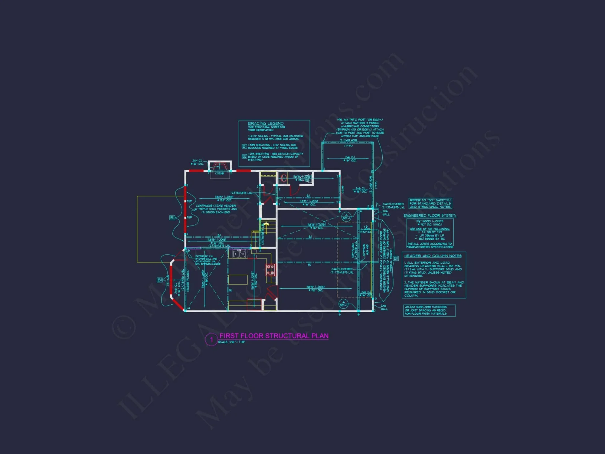 house Plan Floor Blueprint with CAD Designs for 2-Story Layout