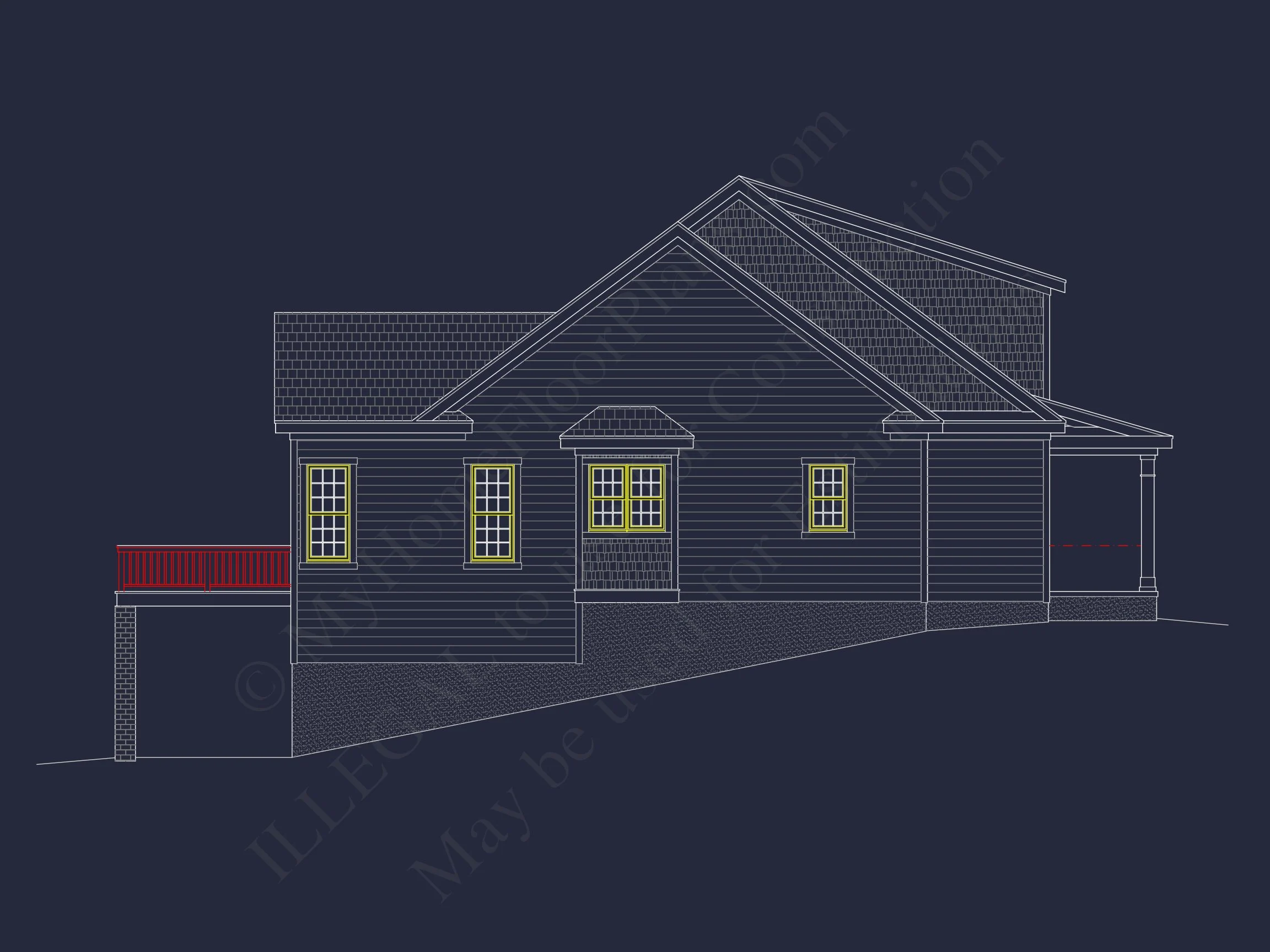 13-1673 HOUSE PLAN - Craftsman-Style 3-Story House Plan with Basement & CAD Design 7 Craftsman-Style 3-Story house Plan with Basement & CAD Design