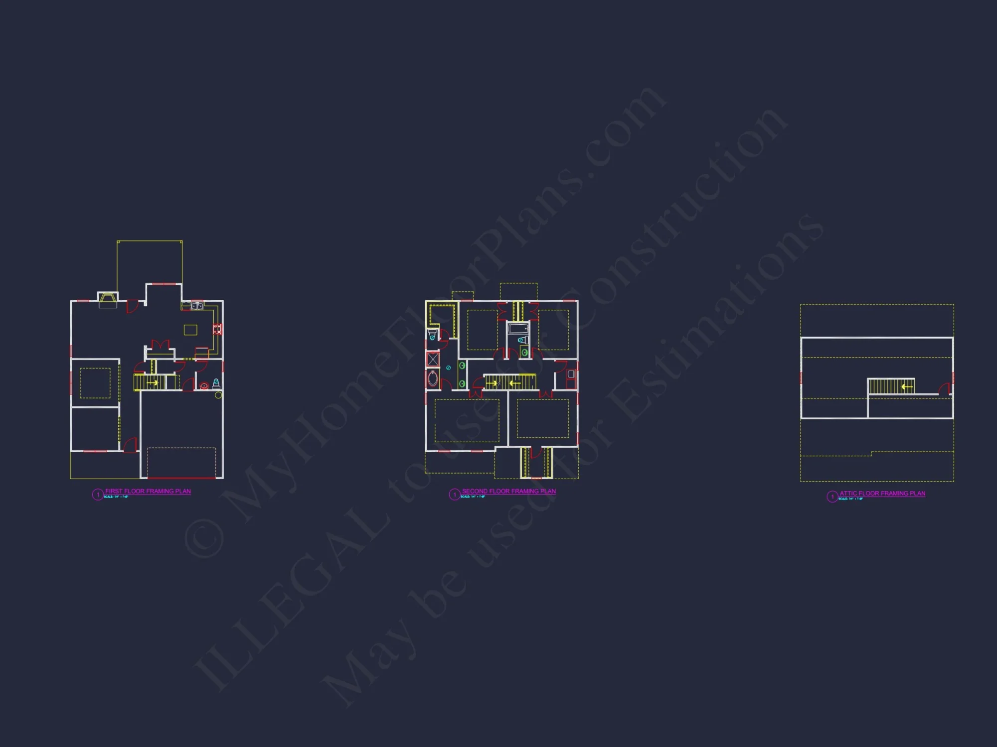 Modern Colonial Floor Plan With 4 Bedrooms & CAD Designs