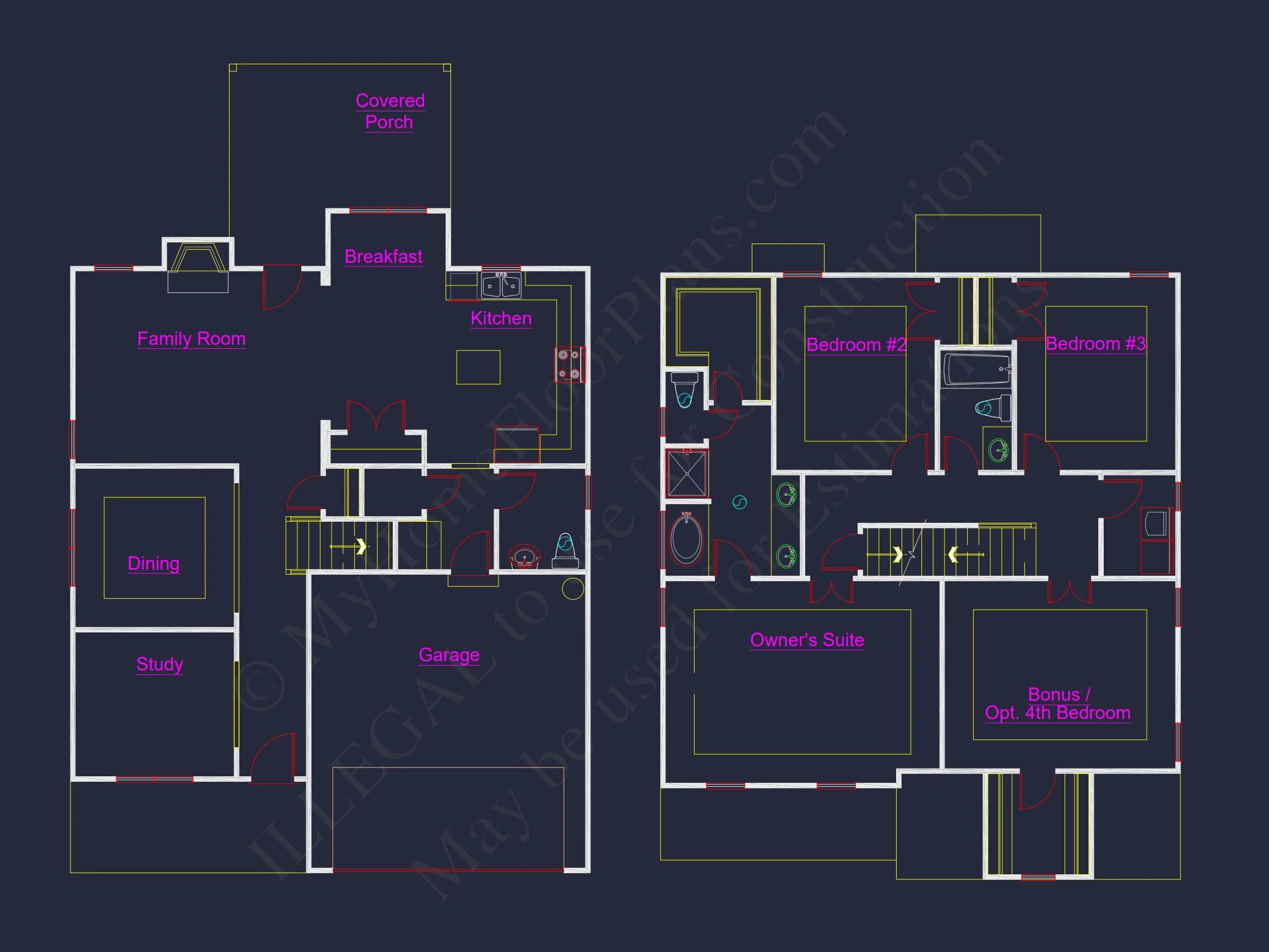13-1558 HOUSE PLAN - Modern Colonial Floor Plan With 4 Bedrooms & CAD Designs 17 Modern Colonial Floor Plan With 4 Bedrooms & CAD Designs