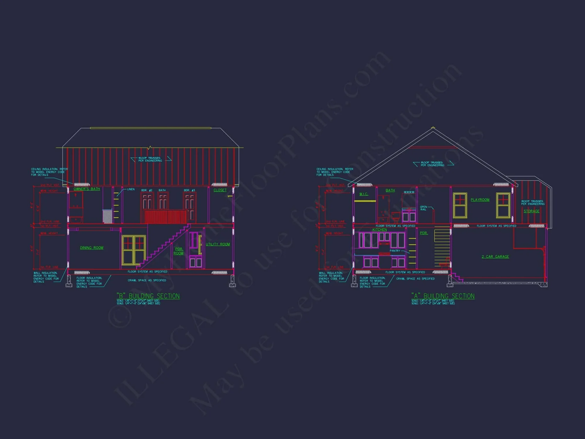 Modern Colonial Floor Plan With 4 Bedrooms & CAD Designs