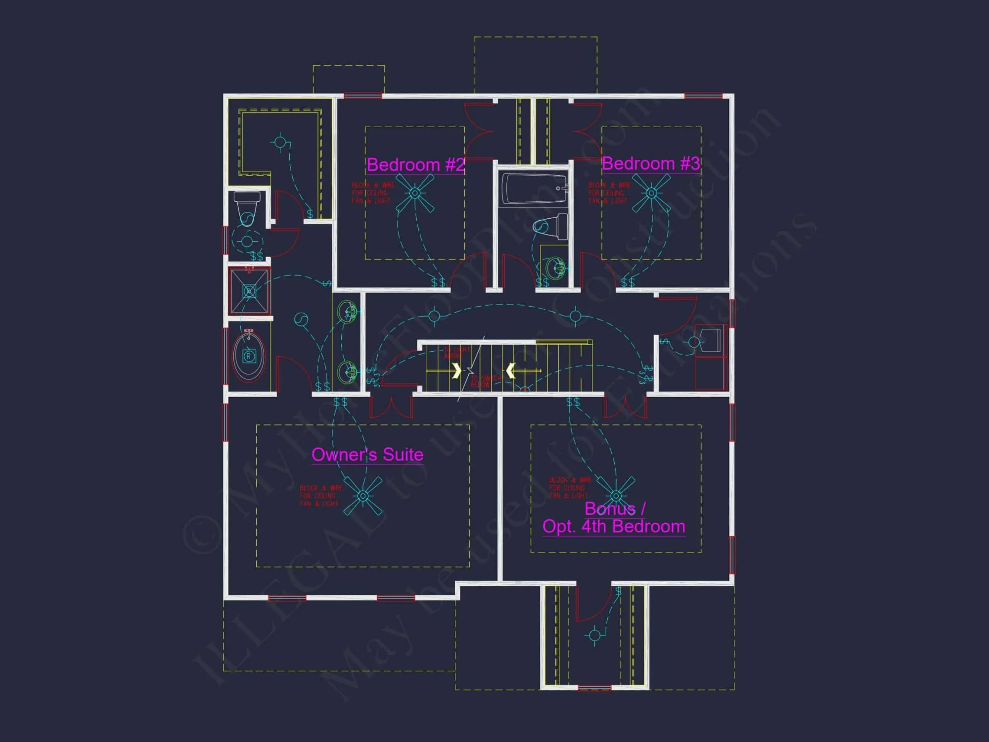 Modern Colonial Floor Plan With 4 Bedrooms & CAD Designs