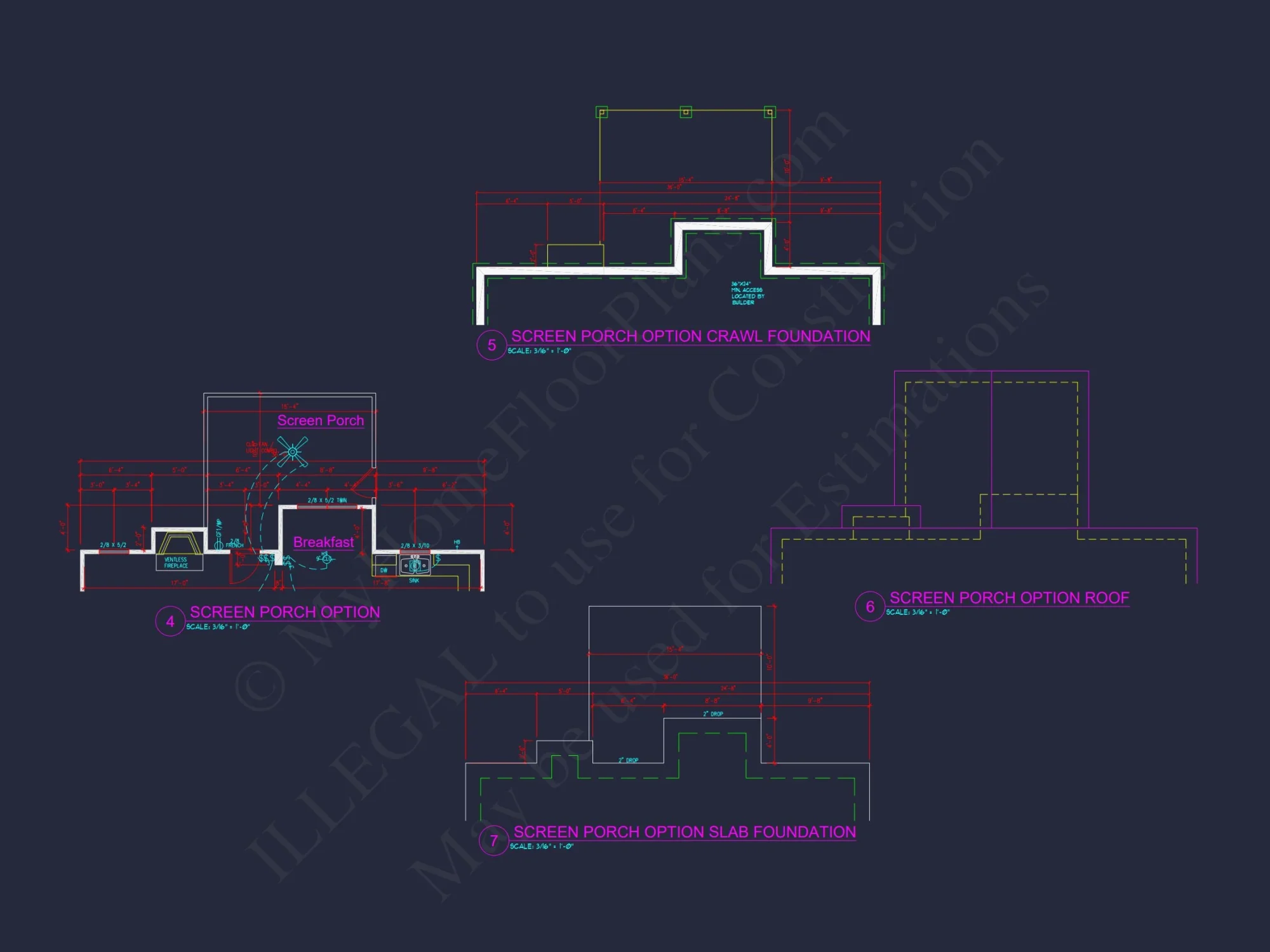 Modern Colonial Floor Plan With 4 Bedrooms & CAD Designs