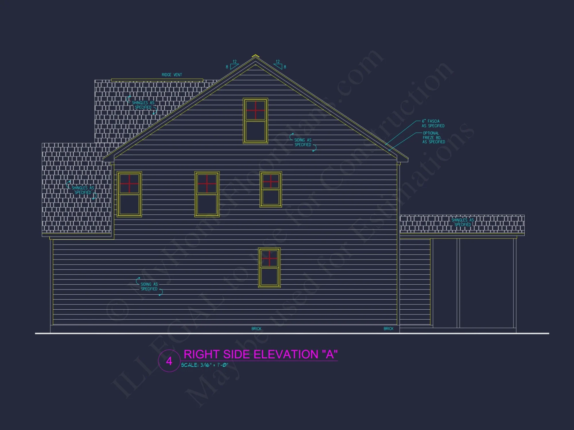 Modern Colonial Floor Plan With 4 Bedrooms & CAD Designs