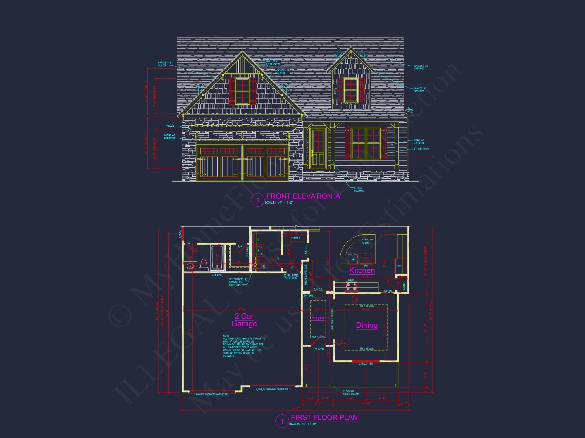 Elegant house Plan with Craftsman Features and Detailed Blueprint