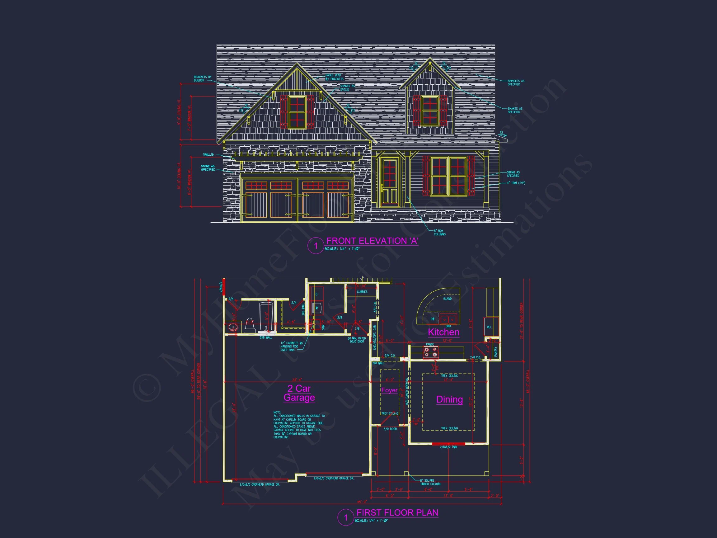 Elegant house Plan with Craftsman Features and Detailed Blueprint