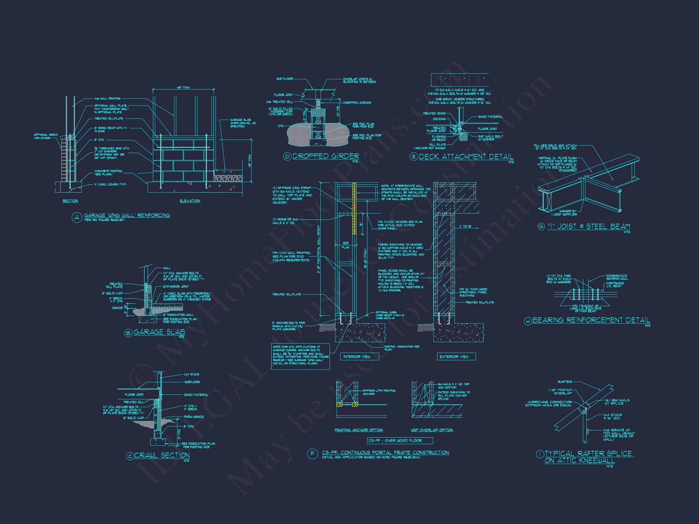 13-1482 HOUSE PLAN - Craftsman-Style House Plan: 3-Bedroom CAD Blueprint Designs 27 Craftsman-Style house Plan: 3-Bedroom CAD Blueprint Designs