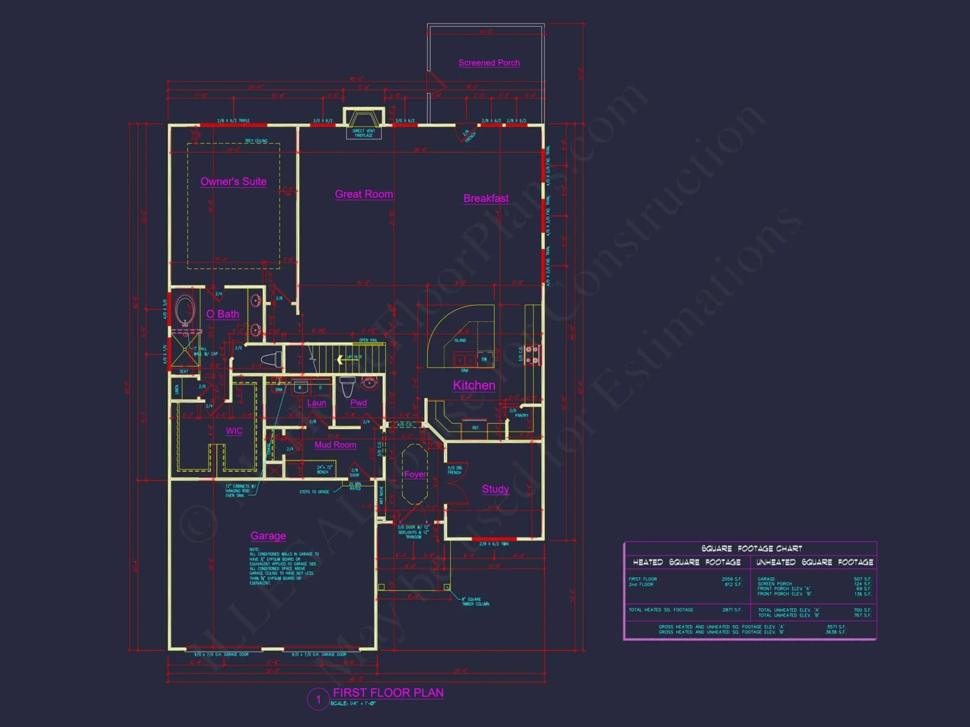 Craftsman-Style house Plan: 3-Bedroom CAD Blueprint Designs