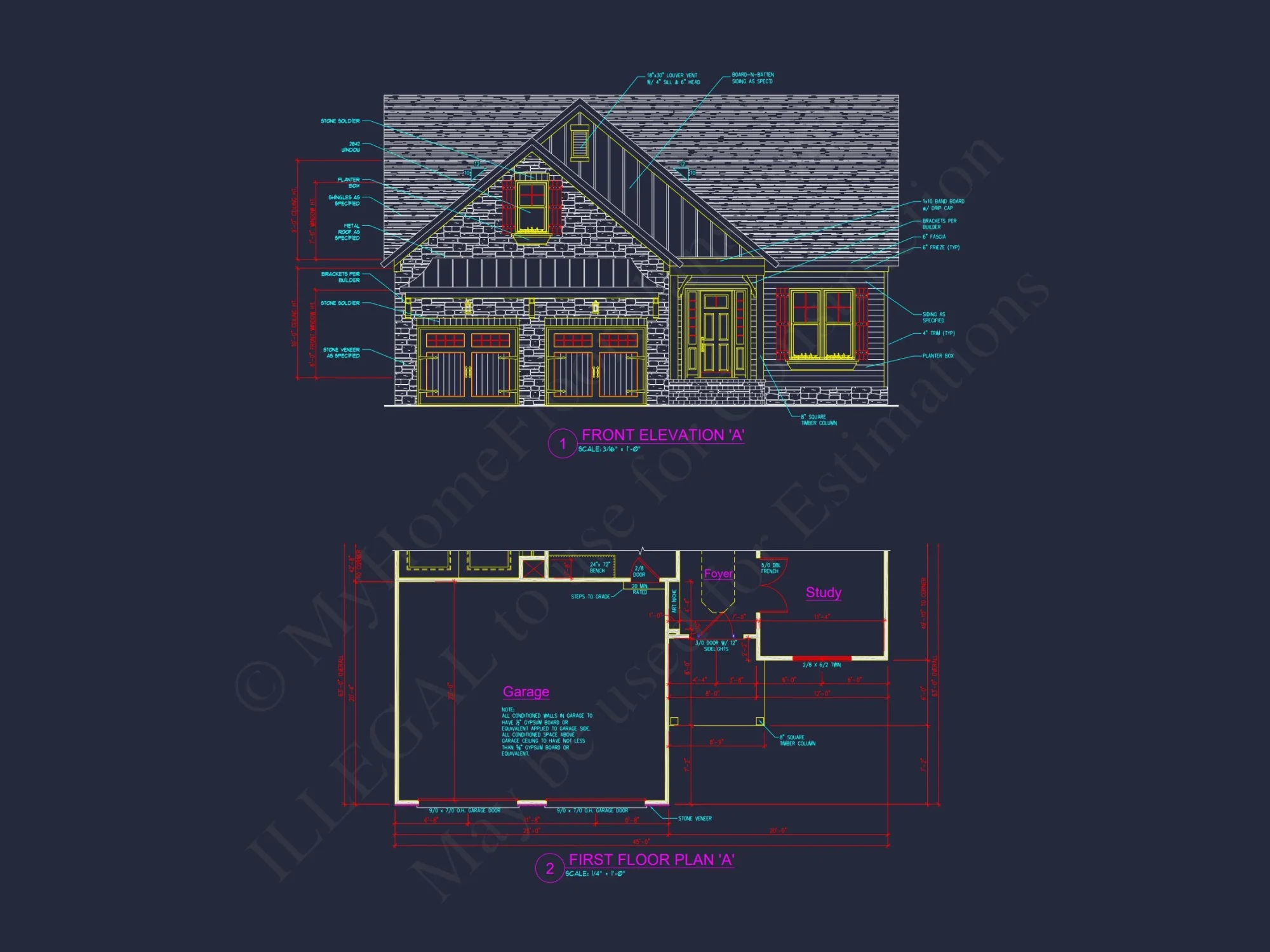 Craftsman-Style house Plan: 3-Bedroom CAD Blueprint Designs