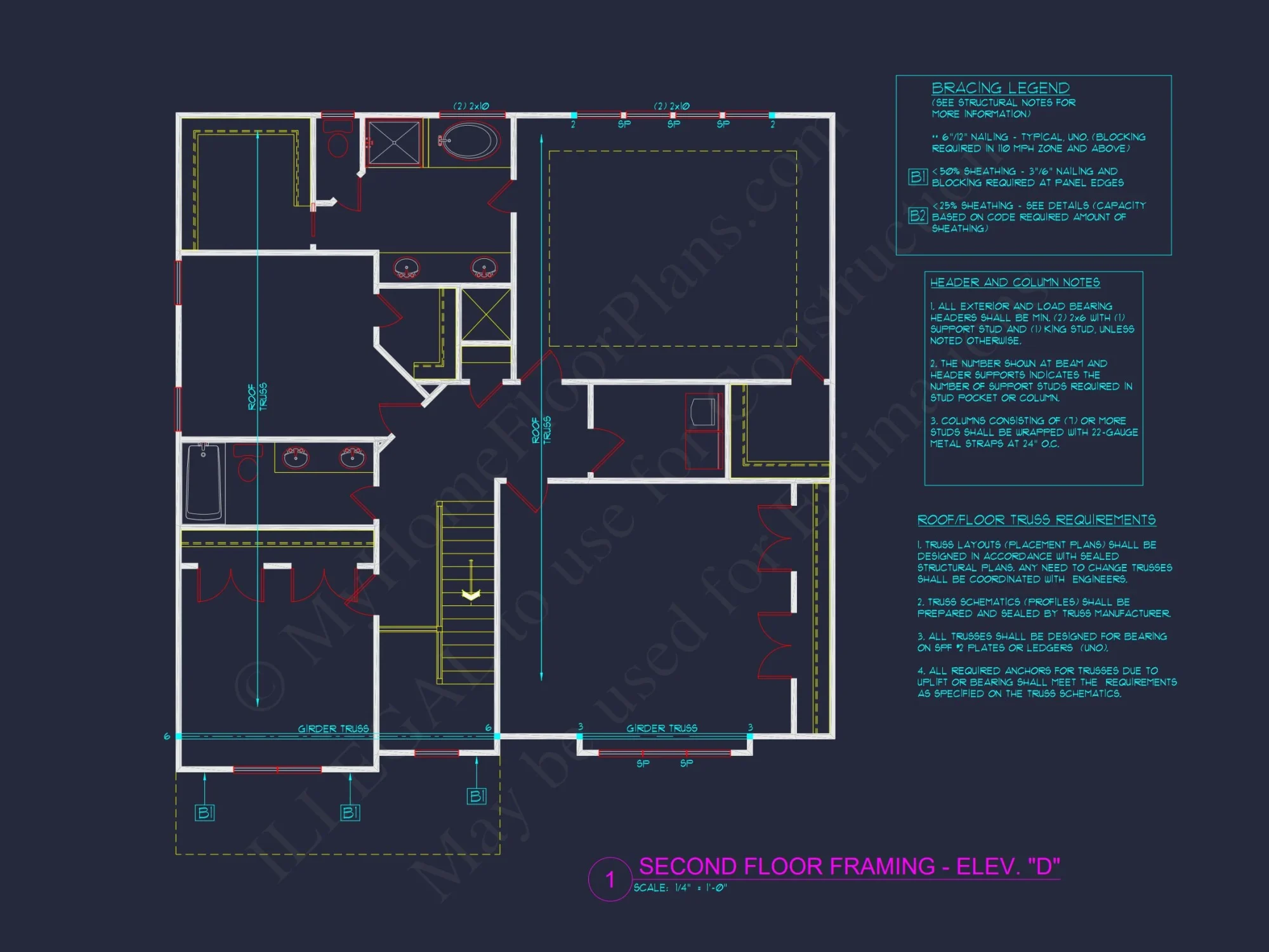 Modern Craftsman house Floor Plan with 4 Bedrooms & Bonus