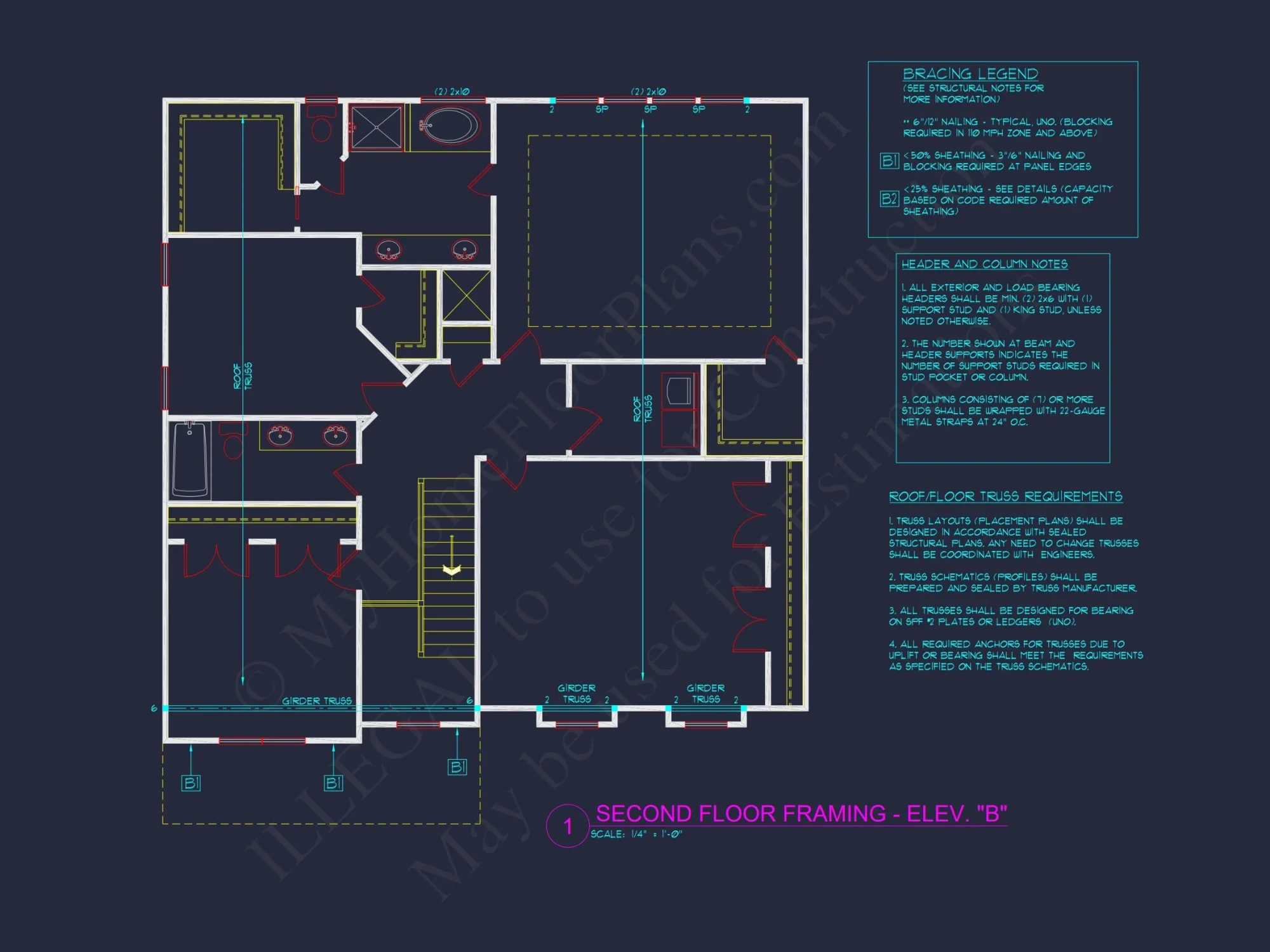 Modern Craftsman house Floor Plan with 4 Bedrooms & Bonus