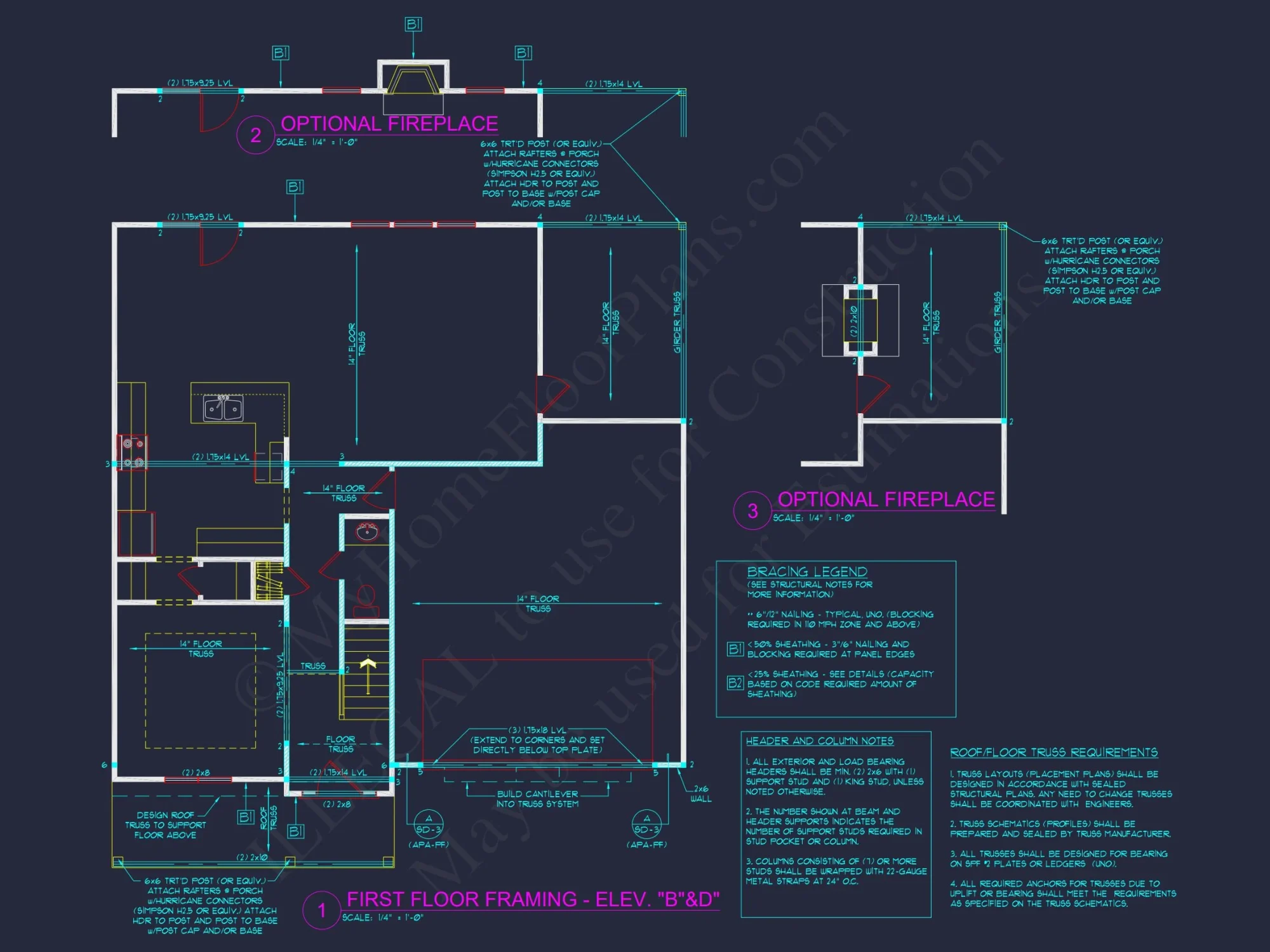 Modern Craftsman house Floor Plan with 4 Bedrooms & Bonus