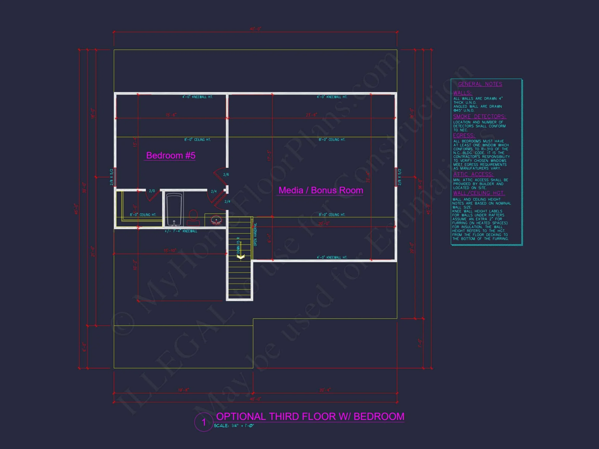 Modern Craftsman house Floor Plan with 4 Bedrooms & Bonus