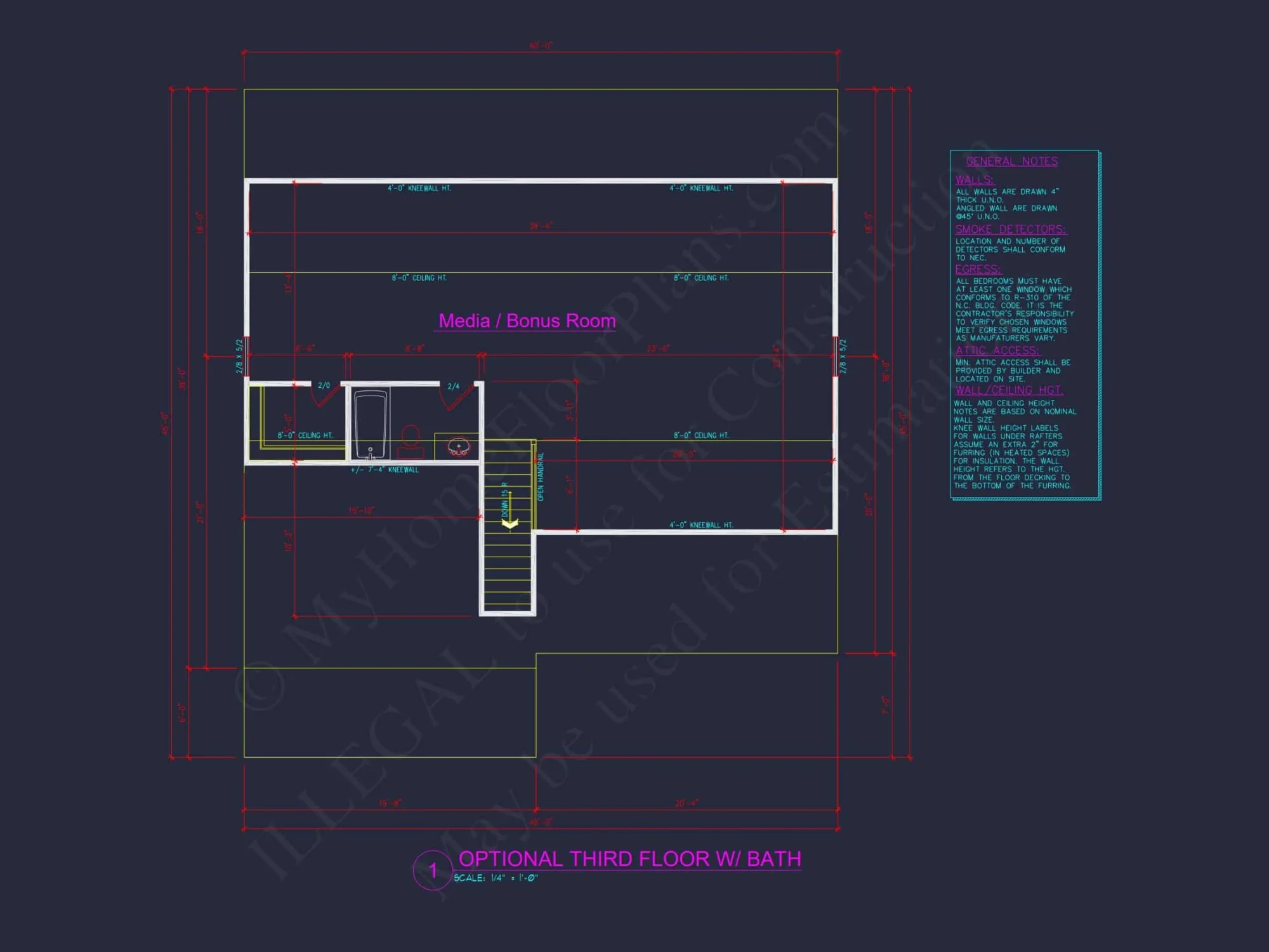 Modern Craftsman house Floor Plan with 4 Bedrooms & Bonus