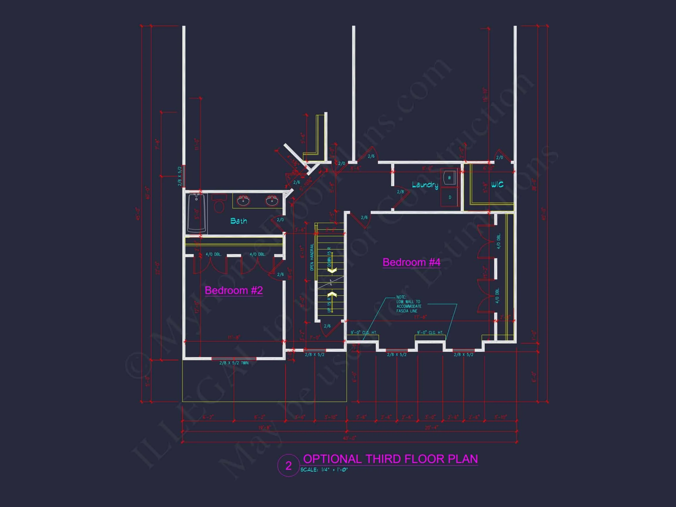 Modern Craftsman house Floor Plan with 4 Bedrooms & Bonus