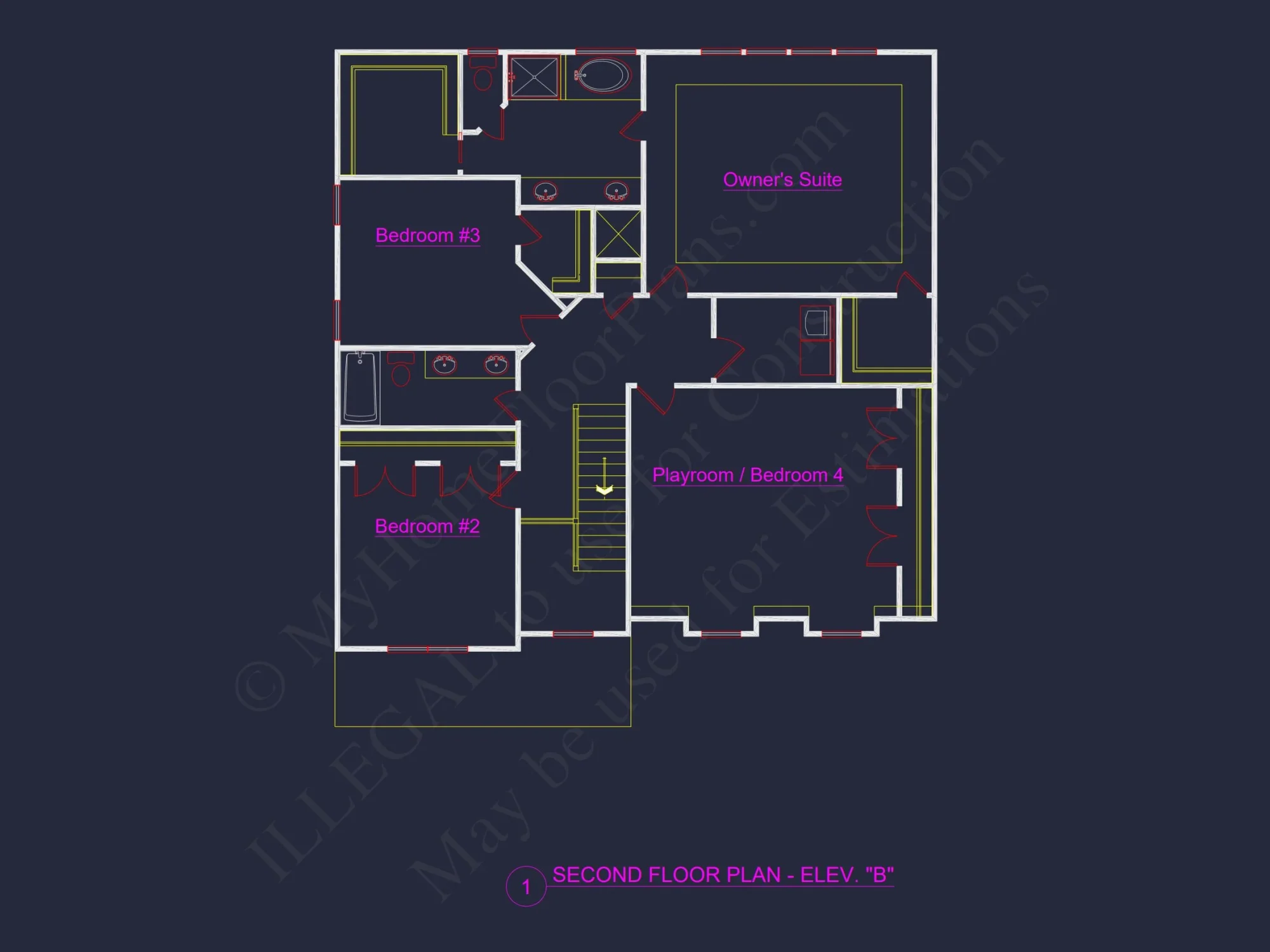 Modern Craftsman house Floor Plan with 4 Bedrooms & Bonus