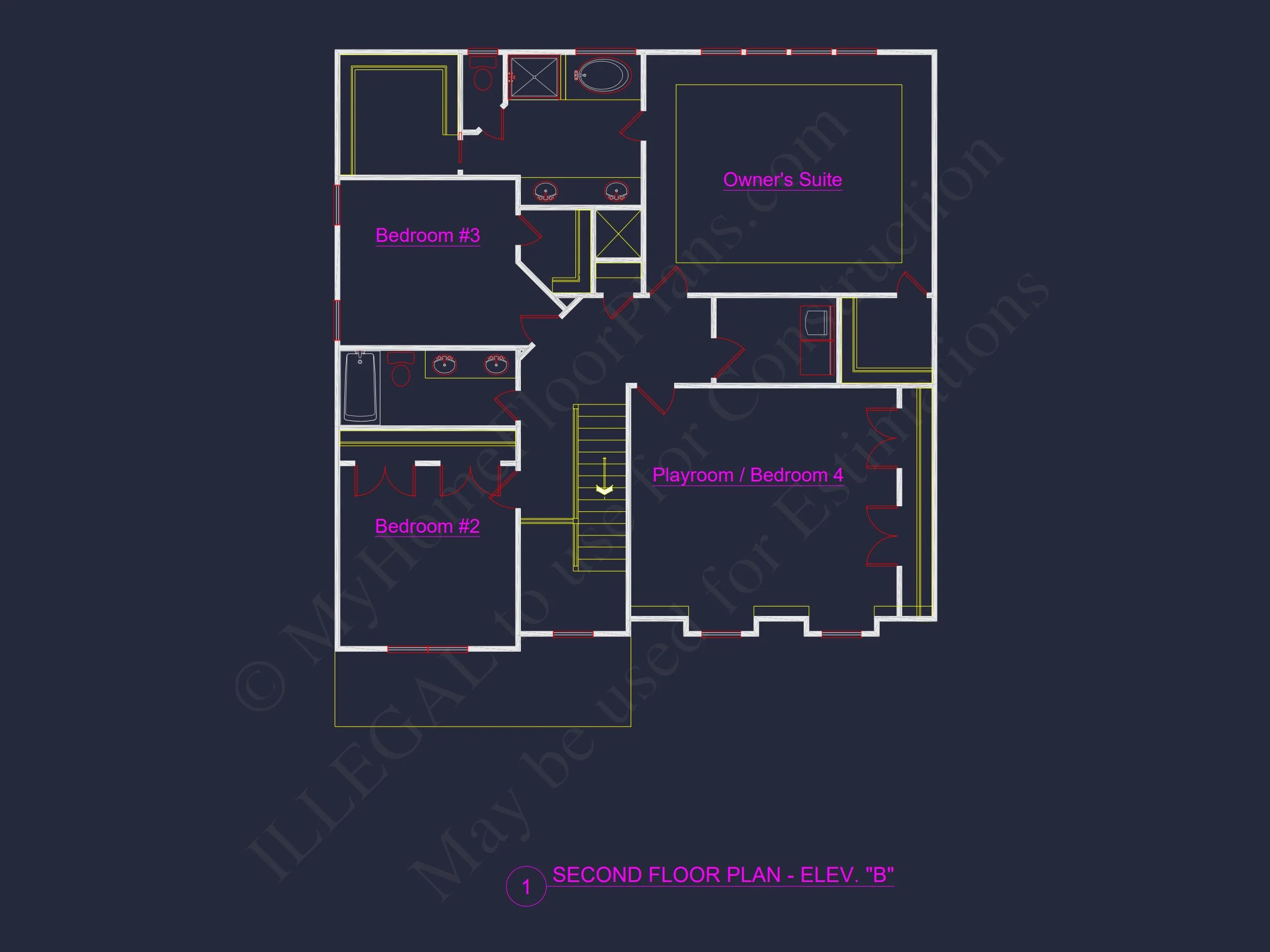 Modern Craftsman house Floor Plan with 4 Bedrooms & Bonus