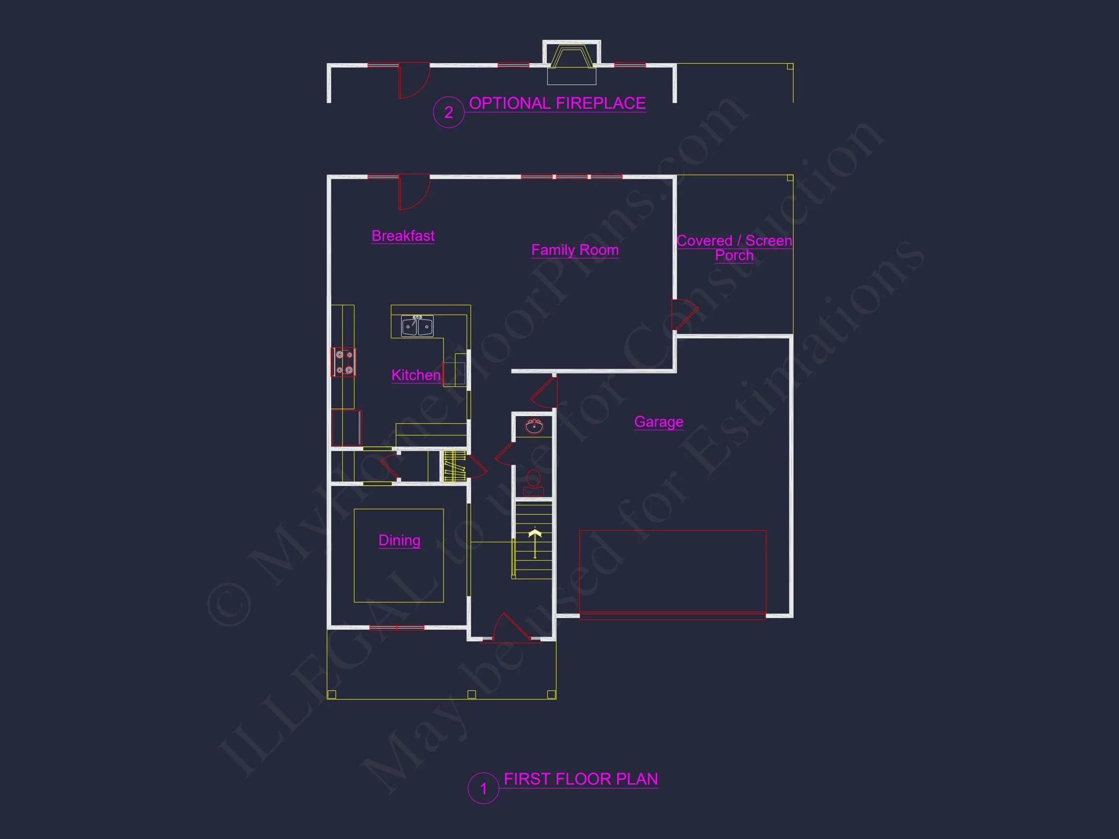 Modern Craftsman house Floor Plan with 4 Bedrooms & Bonus