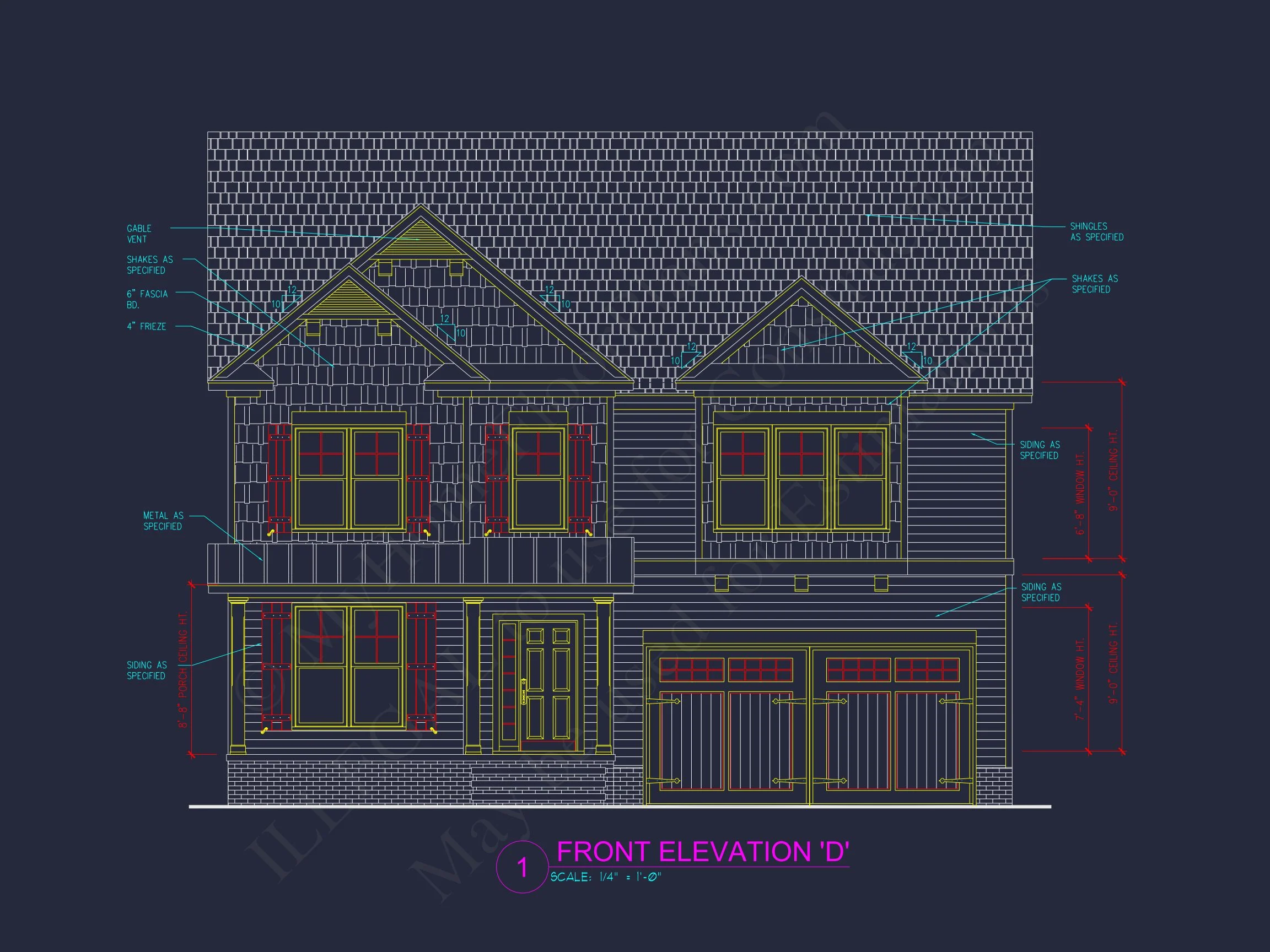 Modern Craftsman house Floor Plan with 4 Bedrooms & Bonus