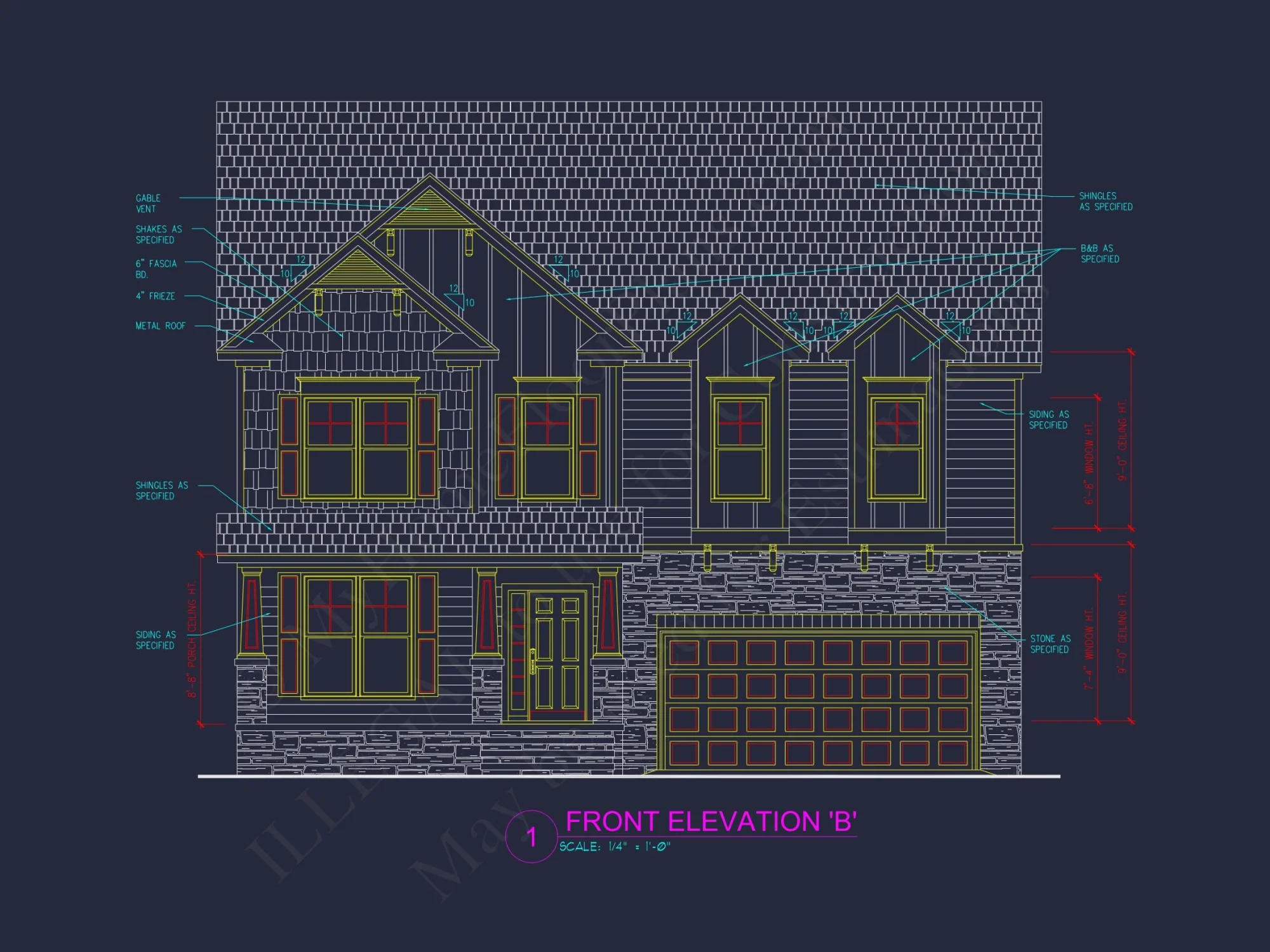Modern Craftsman house Floor Plan with 4 Bedrooms & Bonus