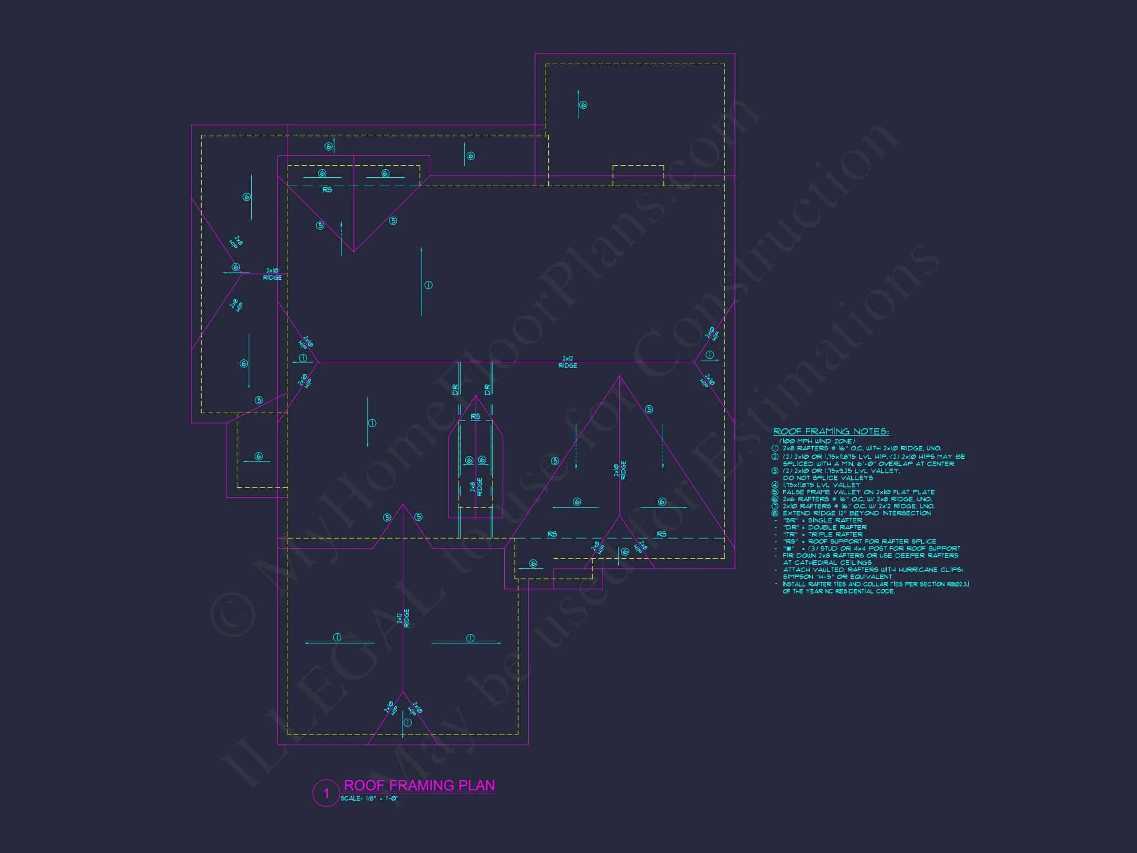 Craftsman house Floor Plan with CAD Designs and Blueprint