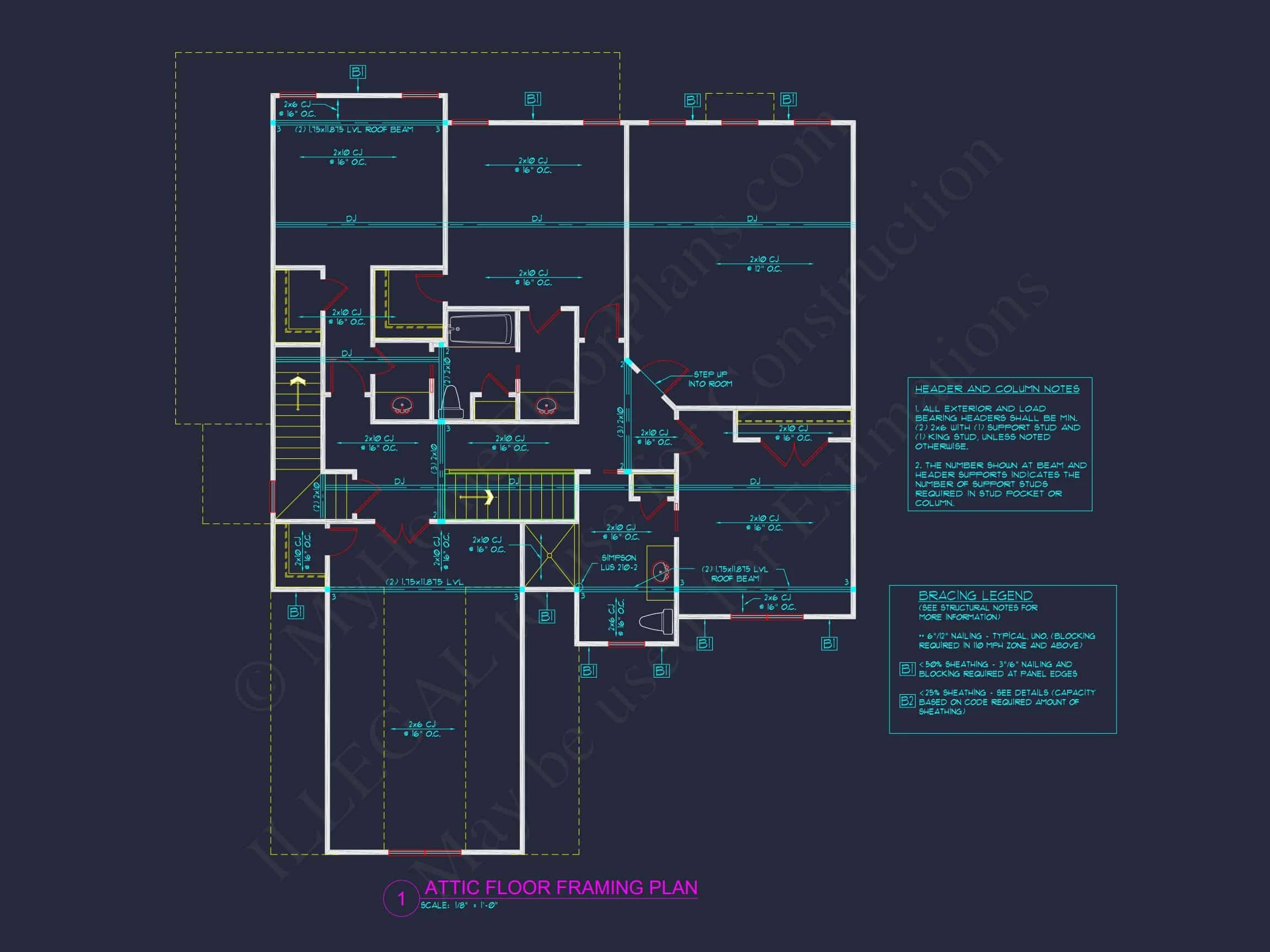 Craftsman house Floor Plan with CAD Designs and Blueprint