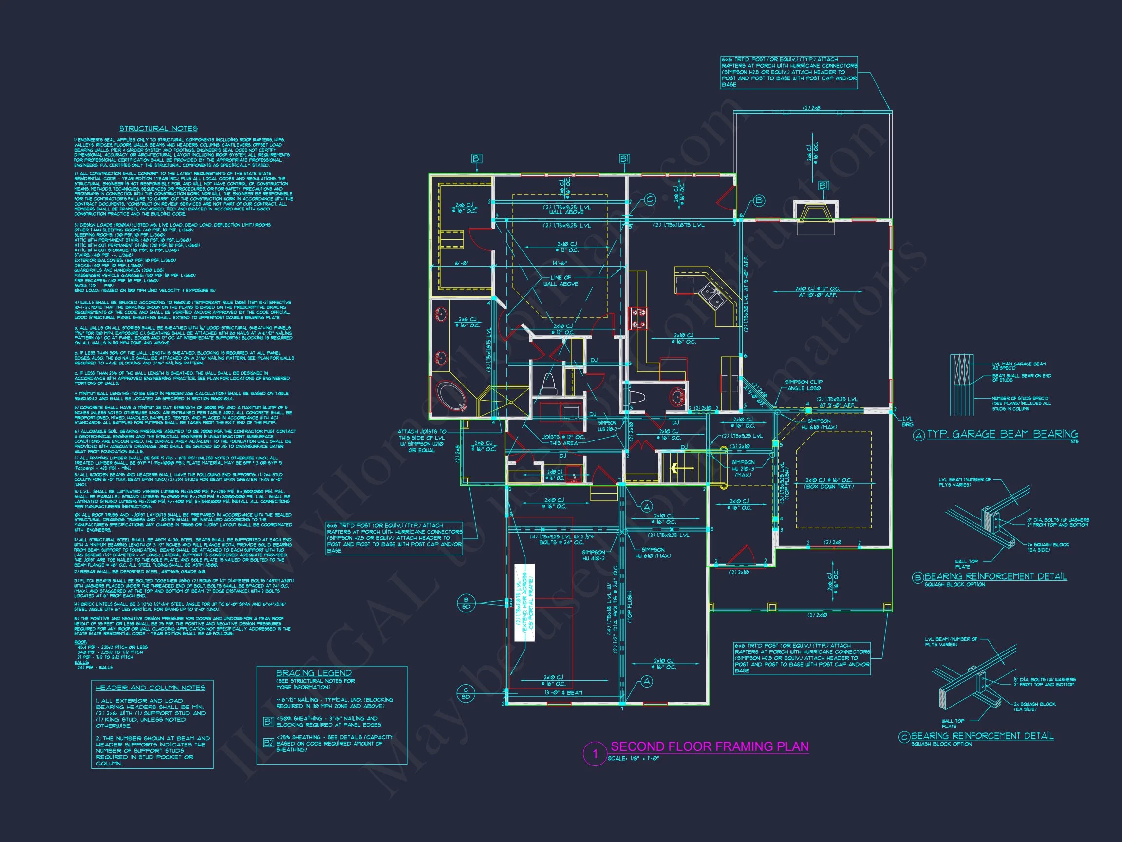 Craftsman house Floor Plan with CAD Designs and Blueprint