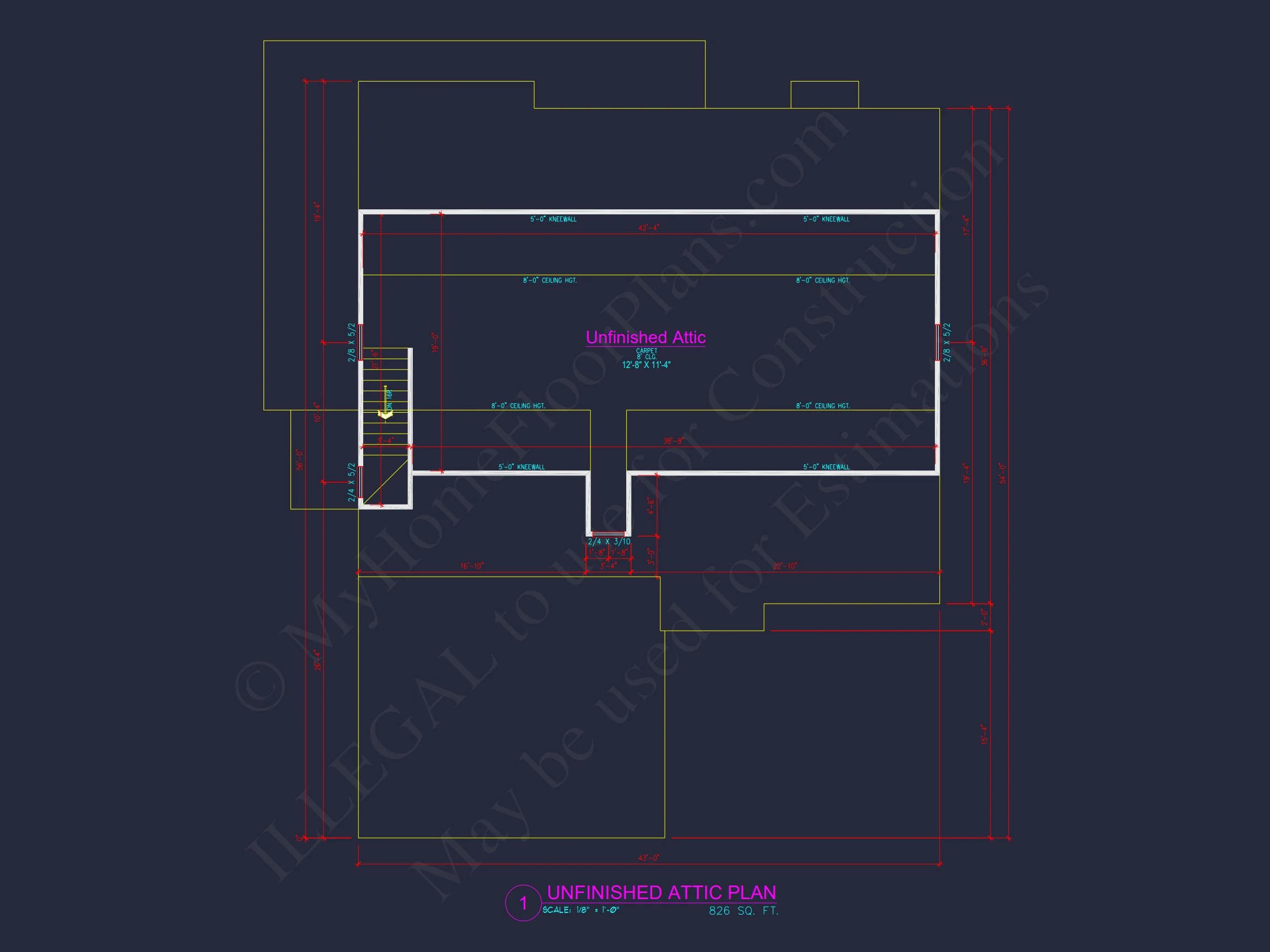 Craftsman house Floor Plan with CAD Designs and Blueprint