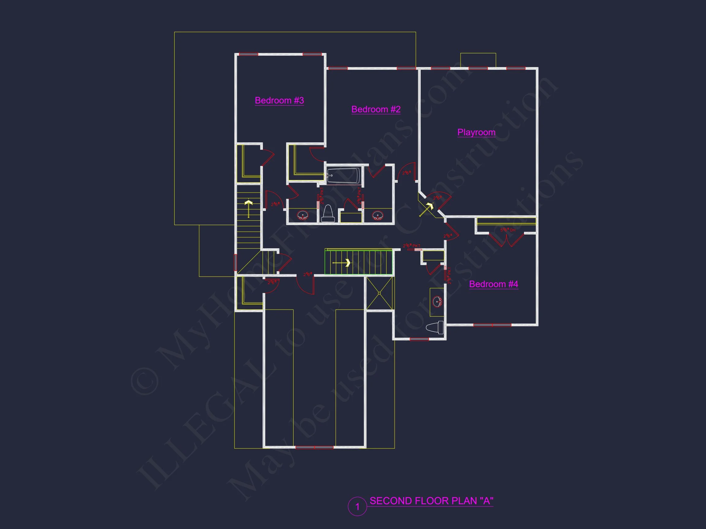 Craftsman house Floor Plan with CAD Designs and Blueprint