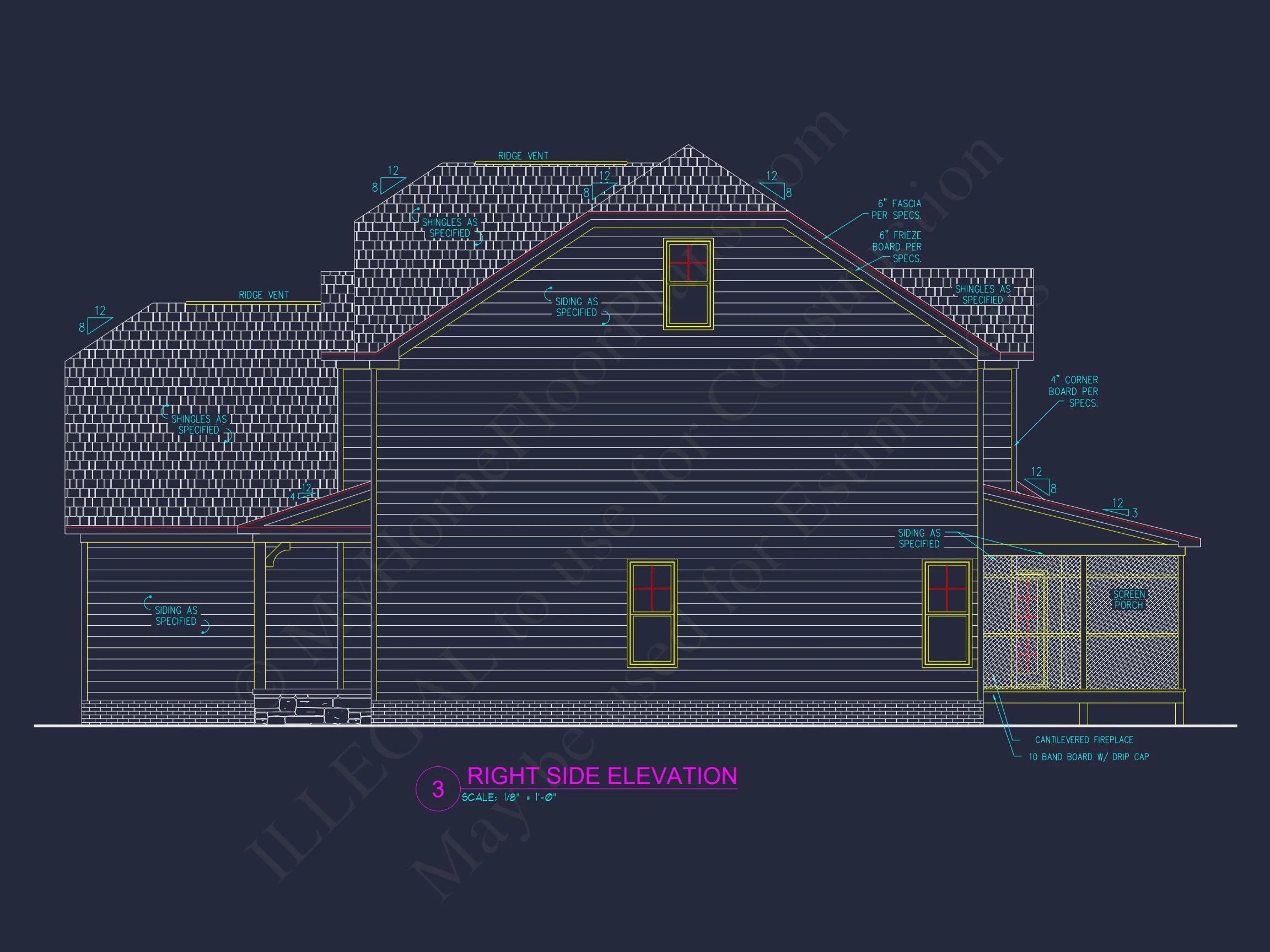 Craftsman house Floor Plan with CAD Designs and Blueprint