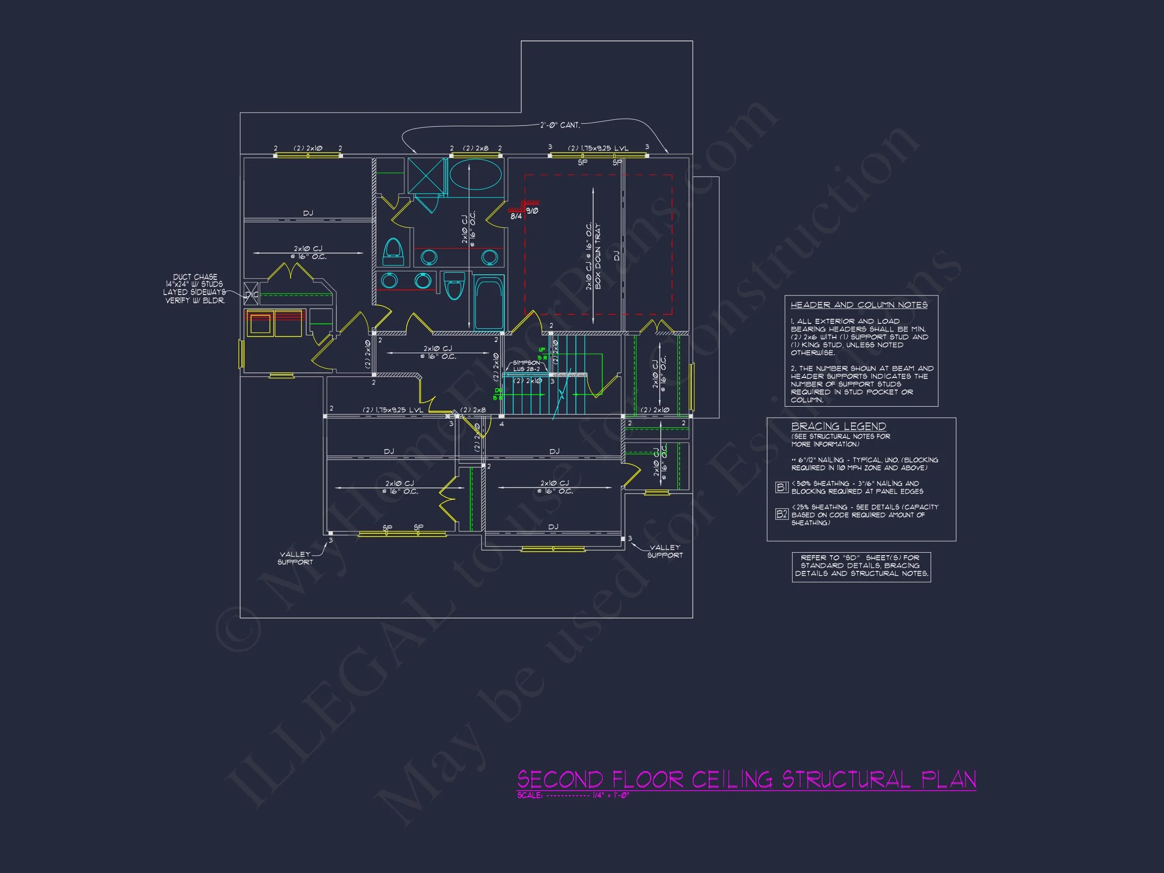 13-1427 HOUSE PLAN - 2, 300 Sq. Ft. Craftsman House Design | Blueprint Floor Plan CAD 13 Blueprint Floor Plan CAD